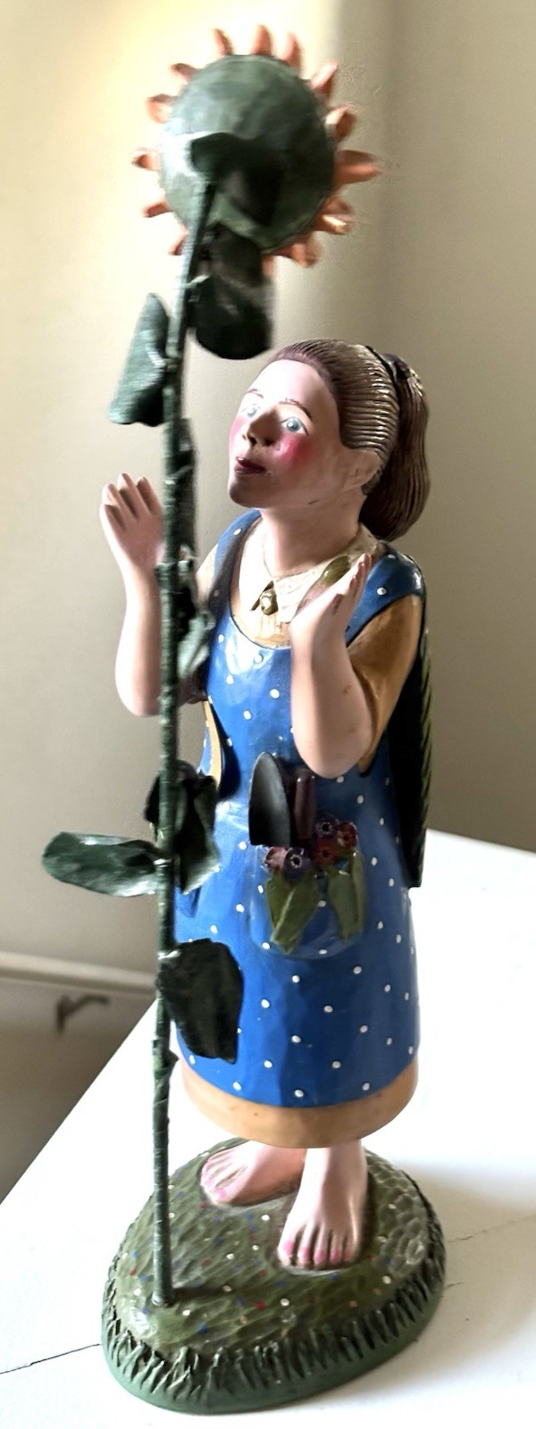 Leo Smith Folk Art Figurine Mother Nature With Sunflower Limited Edition Leo Smith Folk Art Figurine Mother Nature With Sunflower Limited Edition