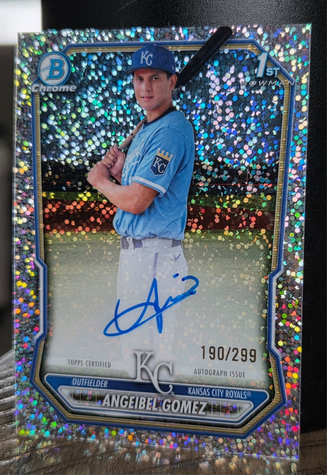 2026 Bowman Chrome Angeibel Gomez 1st Bowman Speckle Auto /299 CPA-AG Royals