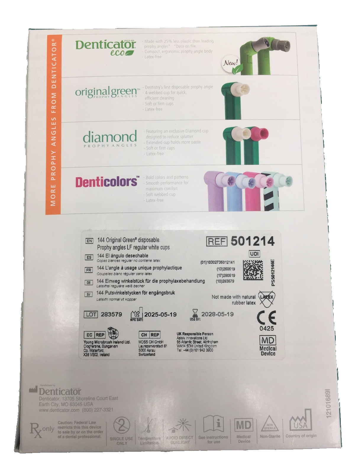 Denticator Original Green Prophy Angle (Firm White cup - 144ct) #501214