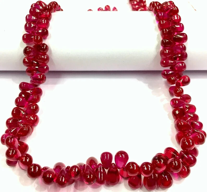AAAA+QUALITY Extremely Beautiful Ruby Beads Smooth Drops Briolettes Ruby Beads.