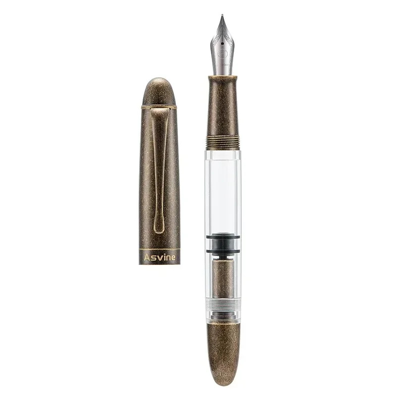 Asvine P30 Piston Fountain Pen Brass Torpedo Vintage EF/F/M Nib Writing Pen