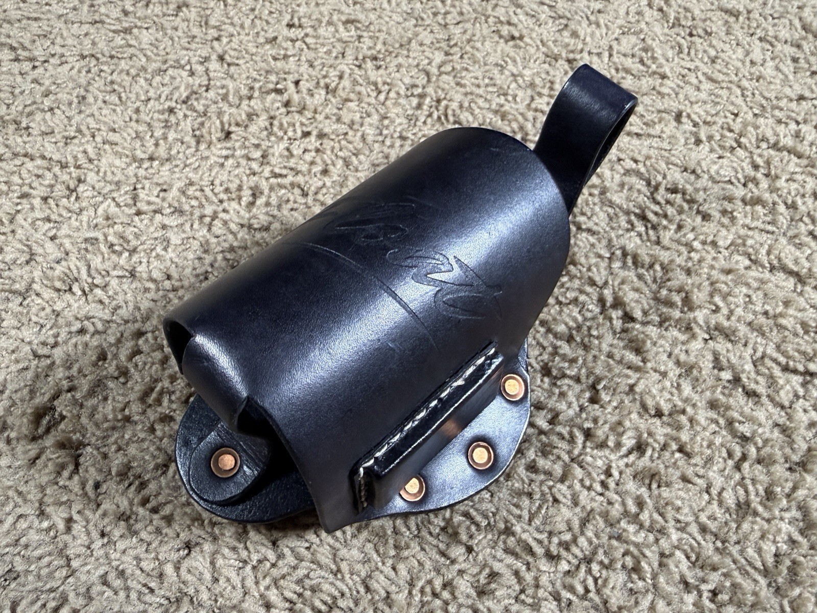 The Float Life TFL Black Leather Bottle Holder Holster for Onewheel