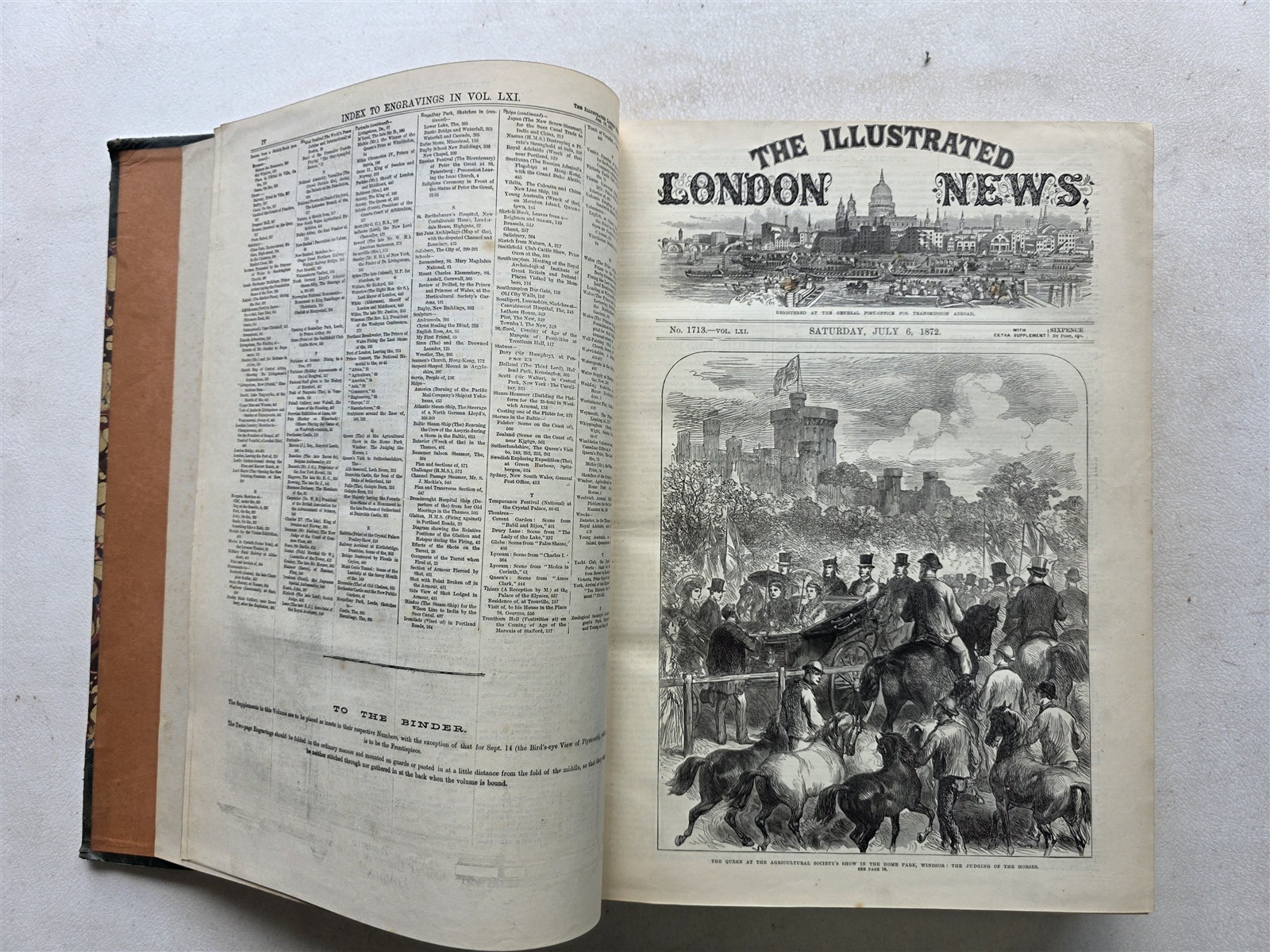 London Illustrated News 1872 July-December Half Year Bound Weekly Newspapers
