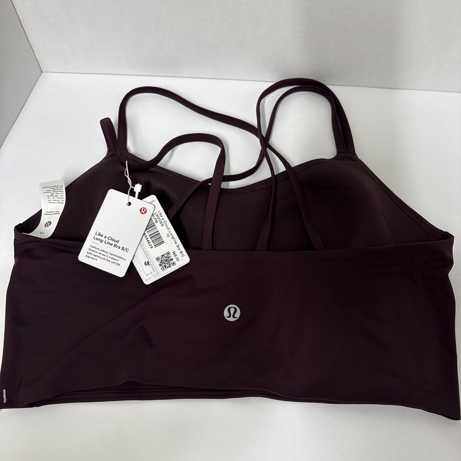 Lululemon Free To Be Serene Bra Long Line Burgundy Size 10B/CCup W2AR0S Strappy