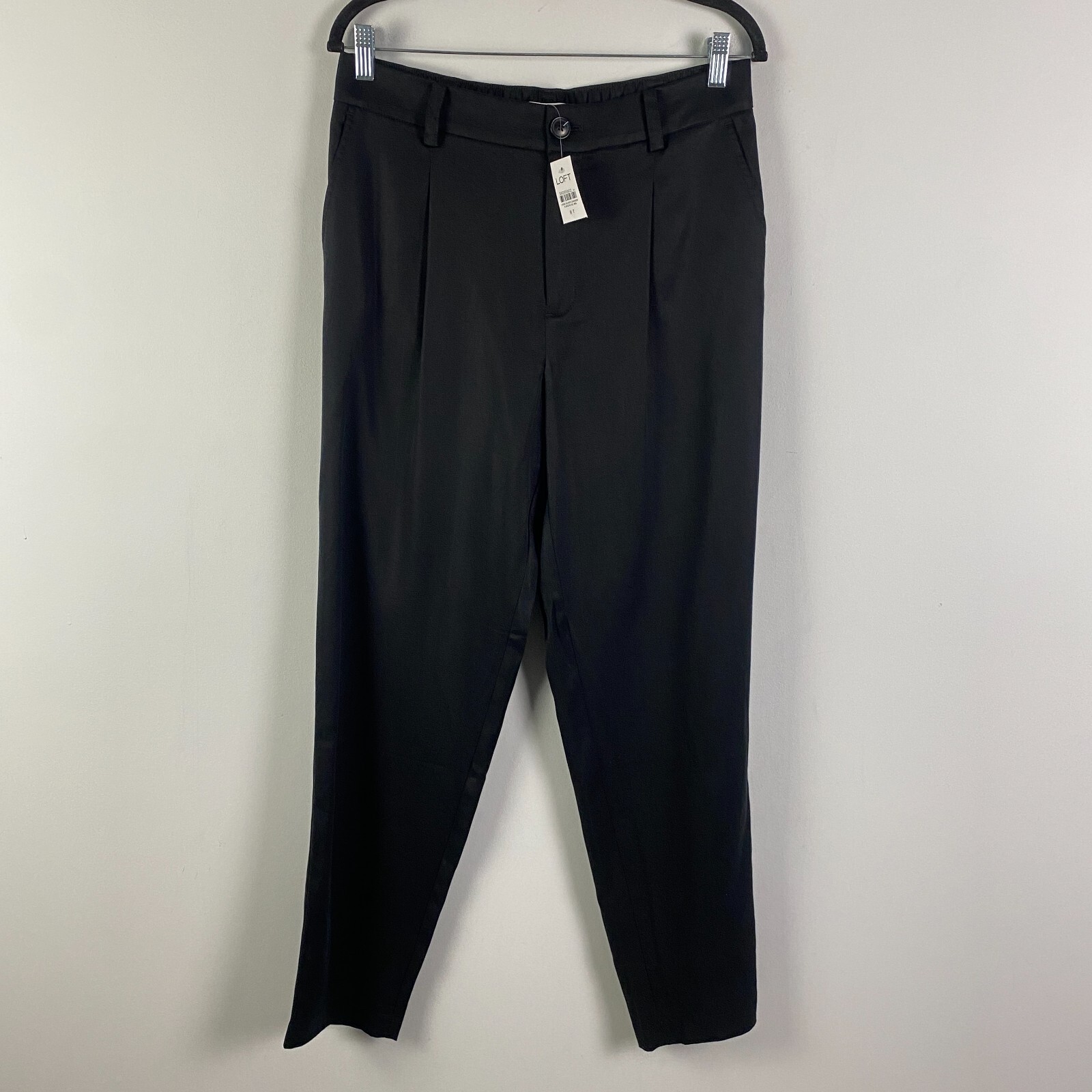 Loft Emory Taper Pants Size 8 Tall Black Elastic Waist Ankle Lyocell