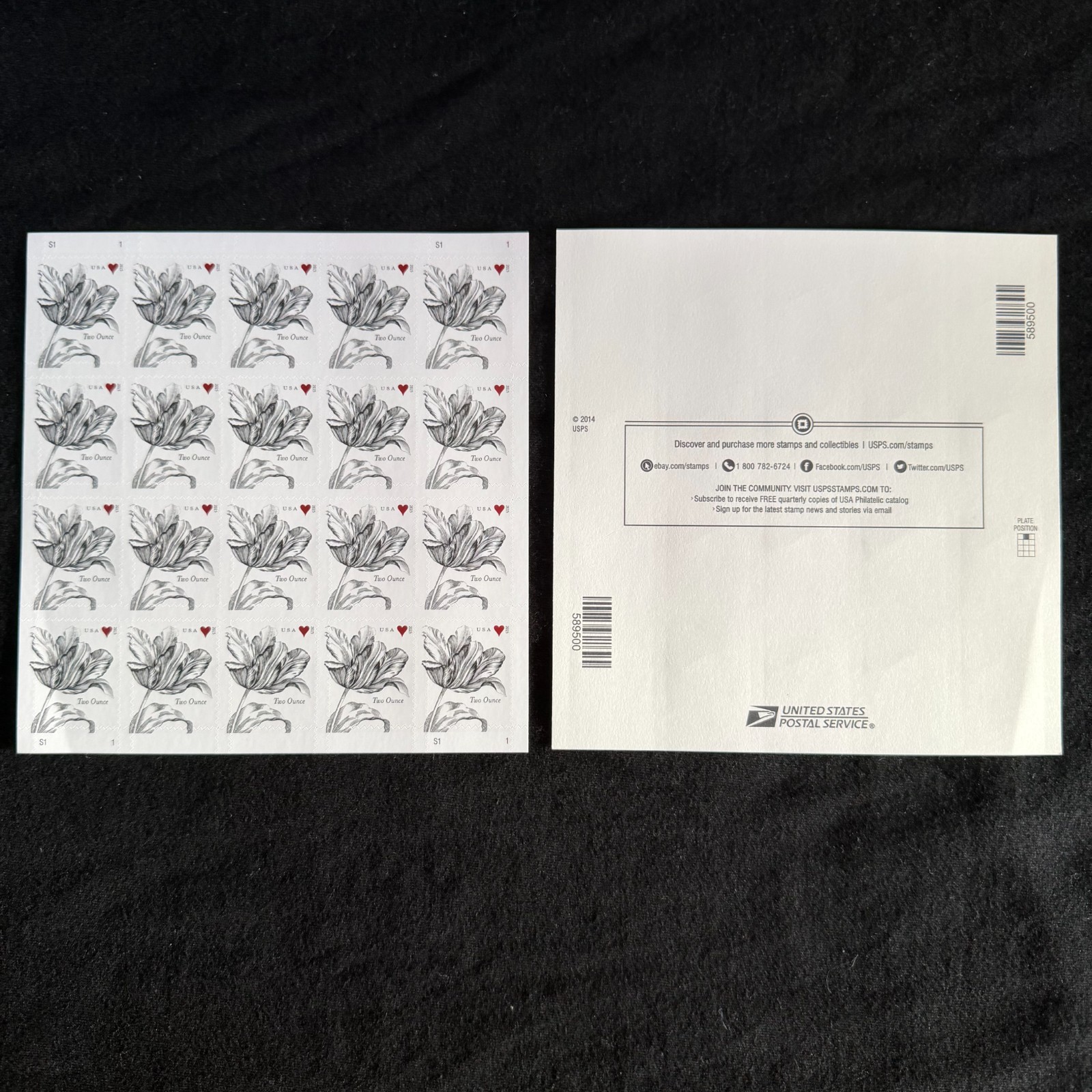 Vintage Tulip Two-Ounce Rate Stamps - Complete Sheet of 20, 2015