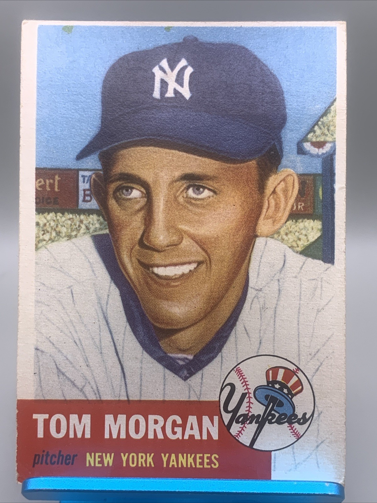 1953 Topps Tom Morgan #132 New York Yankees Surface And Corner Wear Great Color