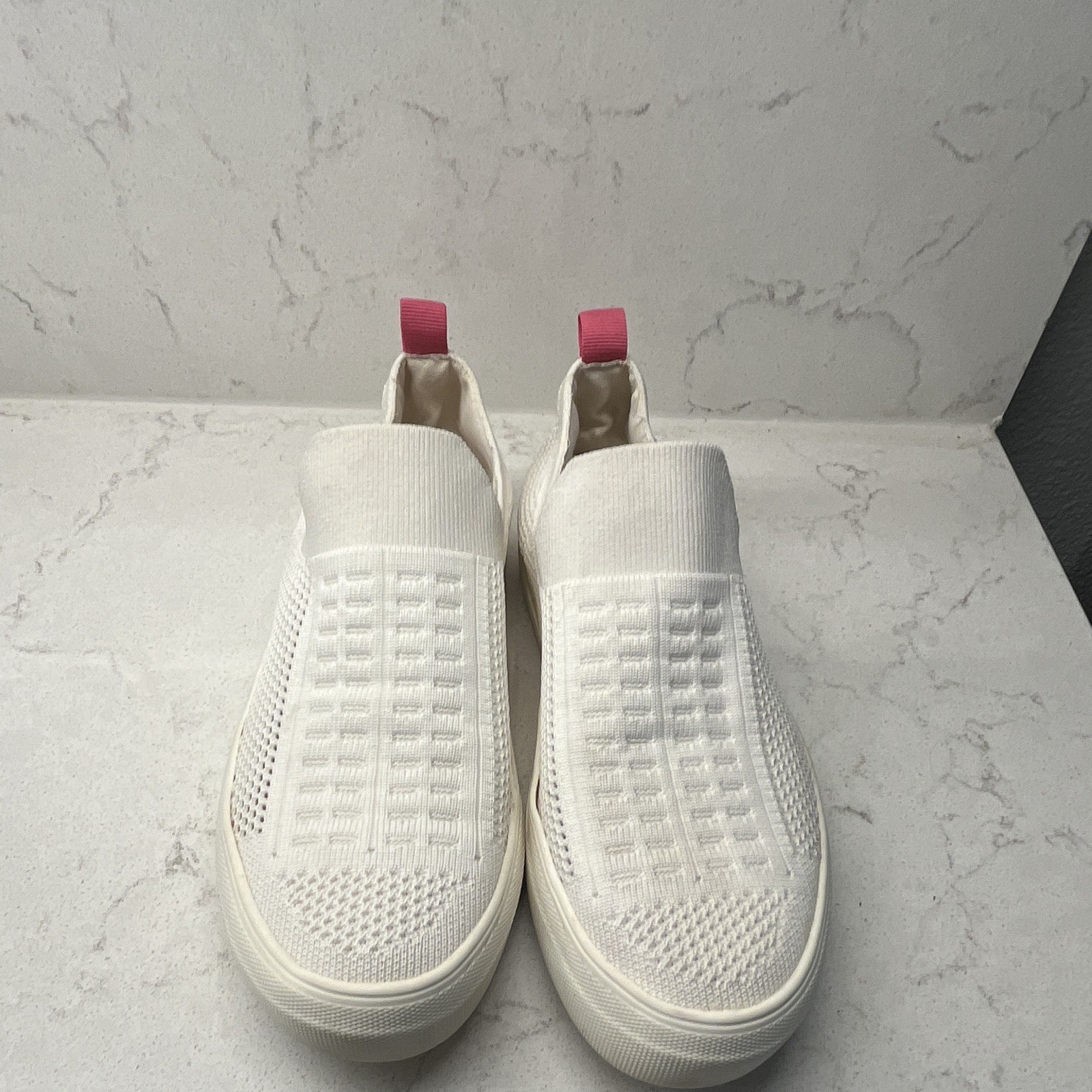 Steve Madden Men’s Breathable Mesh Slip-On Sneaker White/Pink Pull Tab Steve Madden Men’s Breathable Mesh Slip-On Sneaker White/Pink Pull Tab