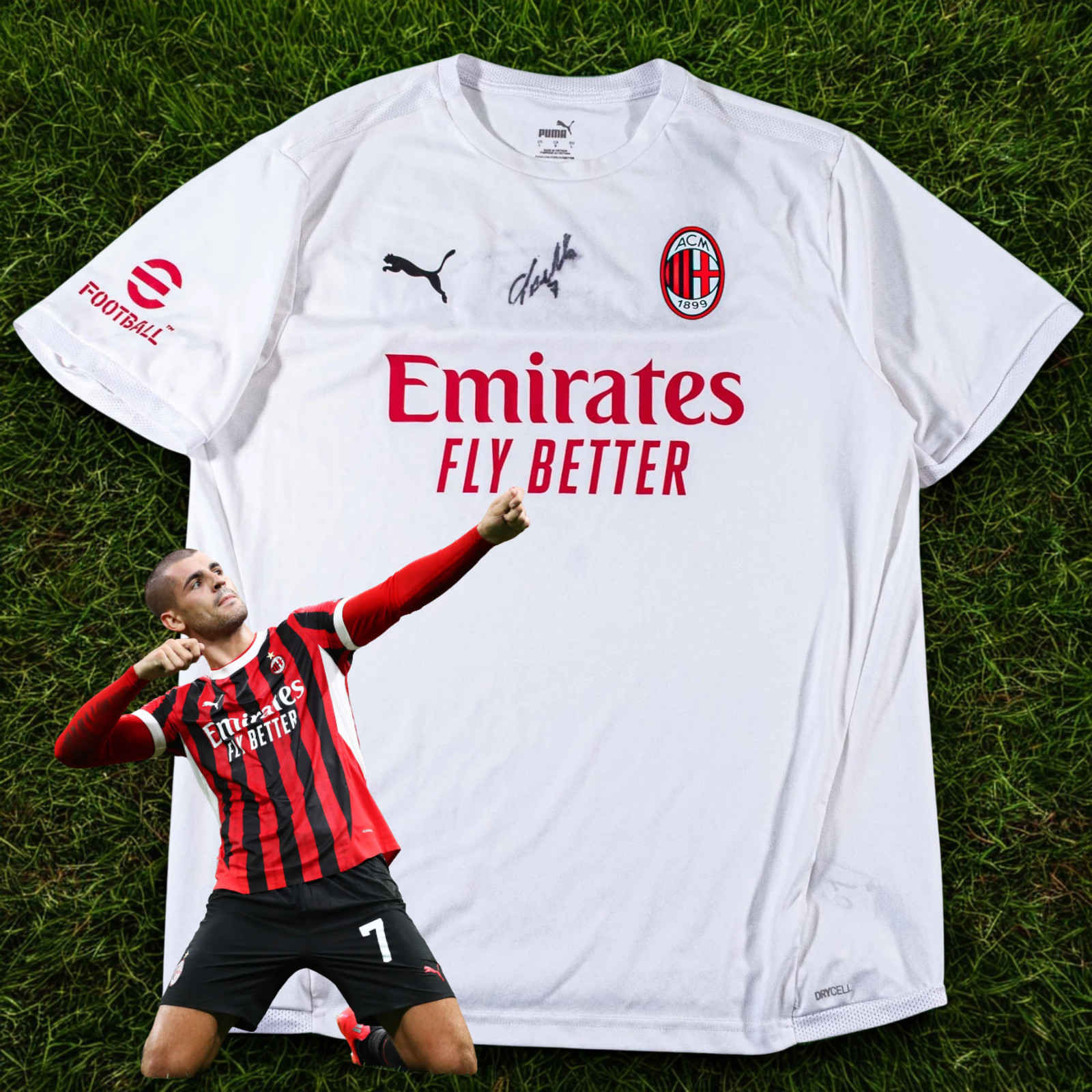 AC Milan Alvaro Morata Signed Training Worn Jersey 2024 Puma Team Issued Sz L