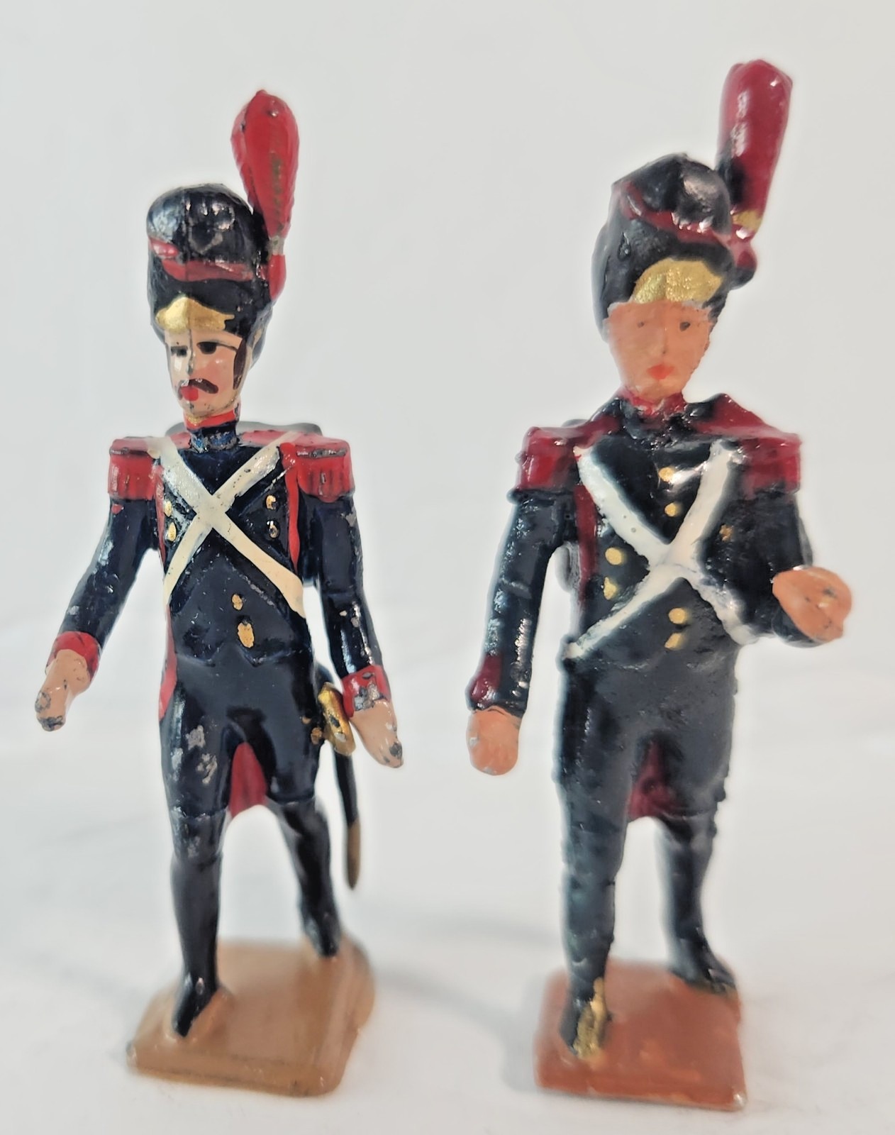 VINTAGE TOY SOLDIERS FRENCH NAPOLEONIC IMPERIAL GUARDS SET OF 2 METAL 54mm