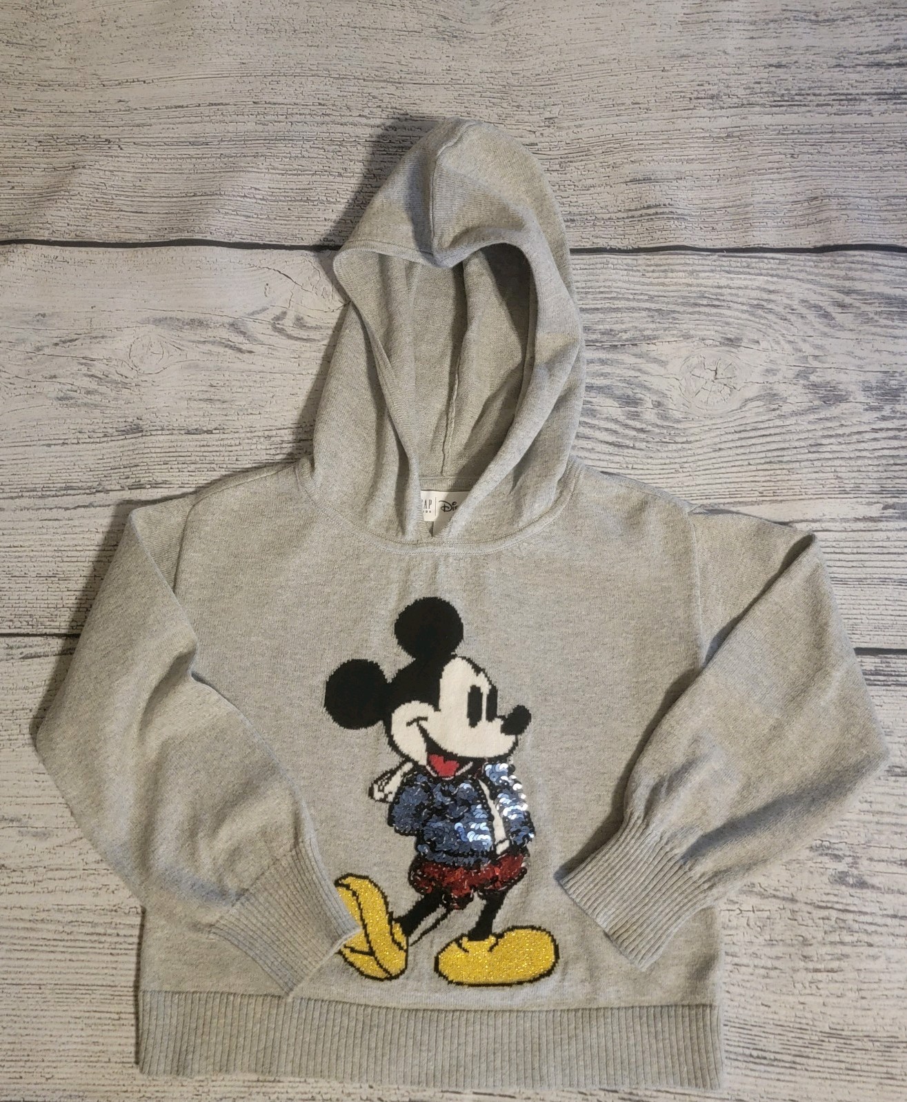  Gap Kids Disney  Mickey Mouse Hoodie Pullover Sweater sz XS Kids