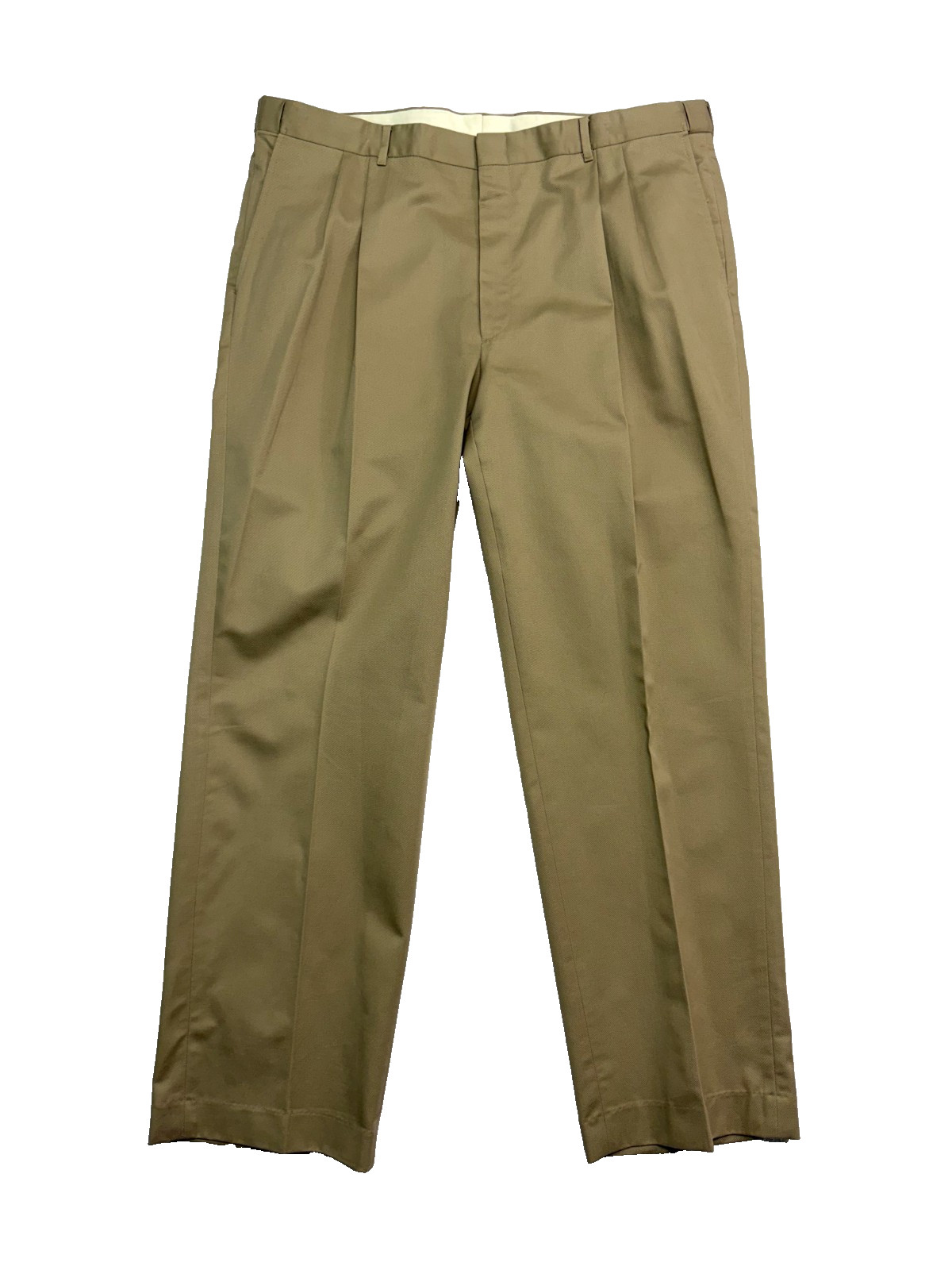 vtg Orvis 42x33 Khaki Cotton Dress Pants Chinos USA Pleated Twill High Waisted