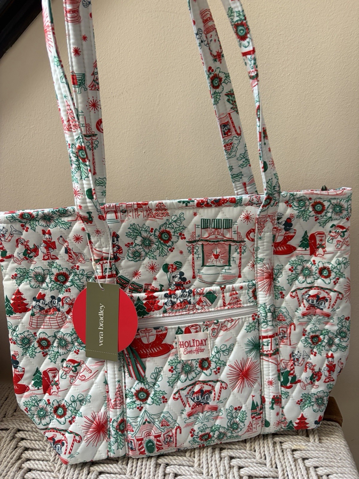 Vera Bradley Disney Hallmark Holiday Ever After Small Original Vera Tote Bag NWT