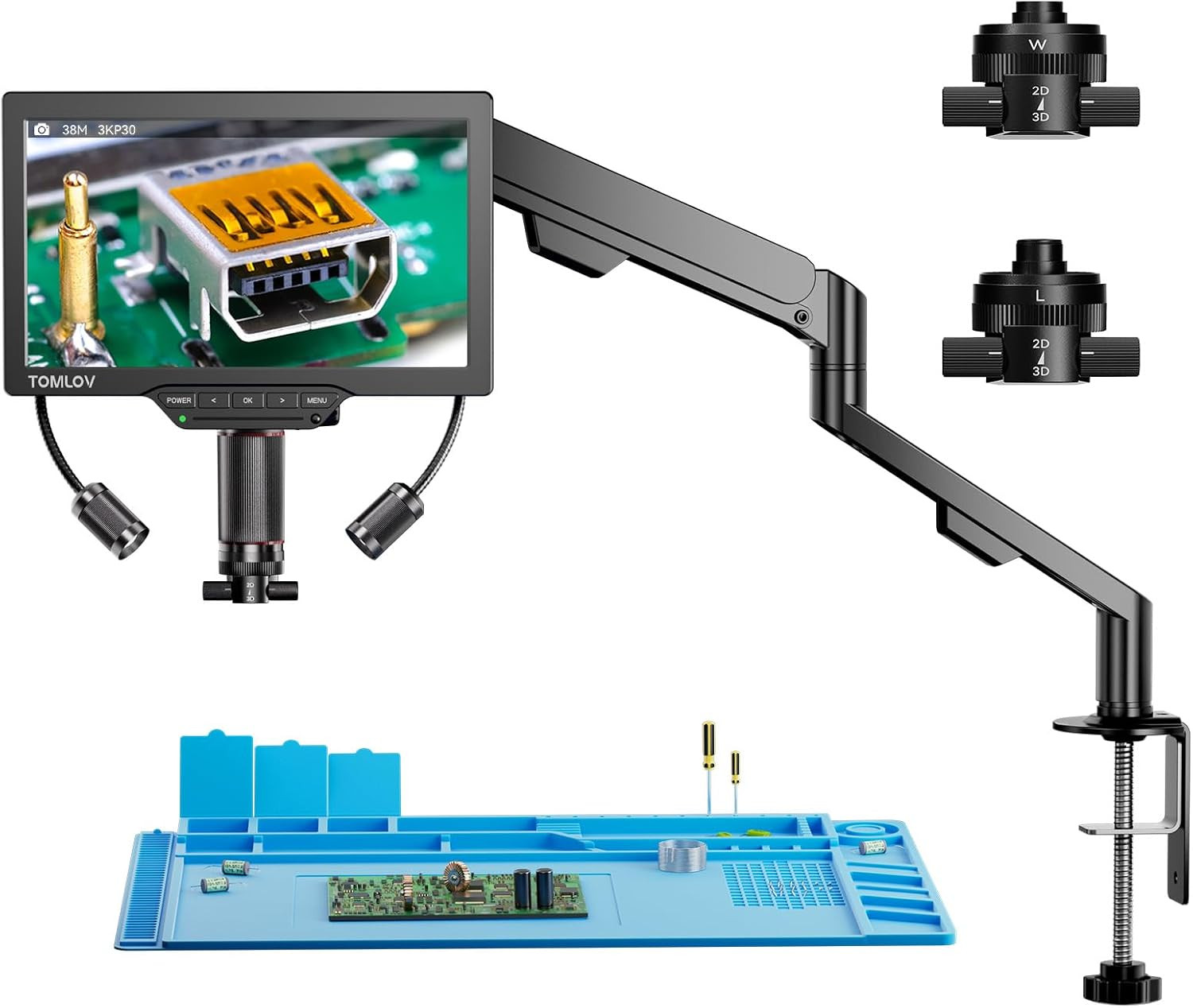 TOMLOV 3D Digital Soldering Microscope TM3K-3D, 7