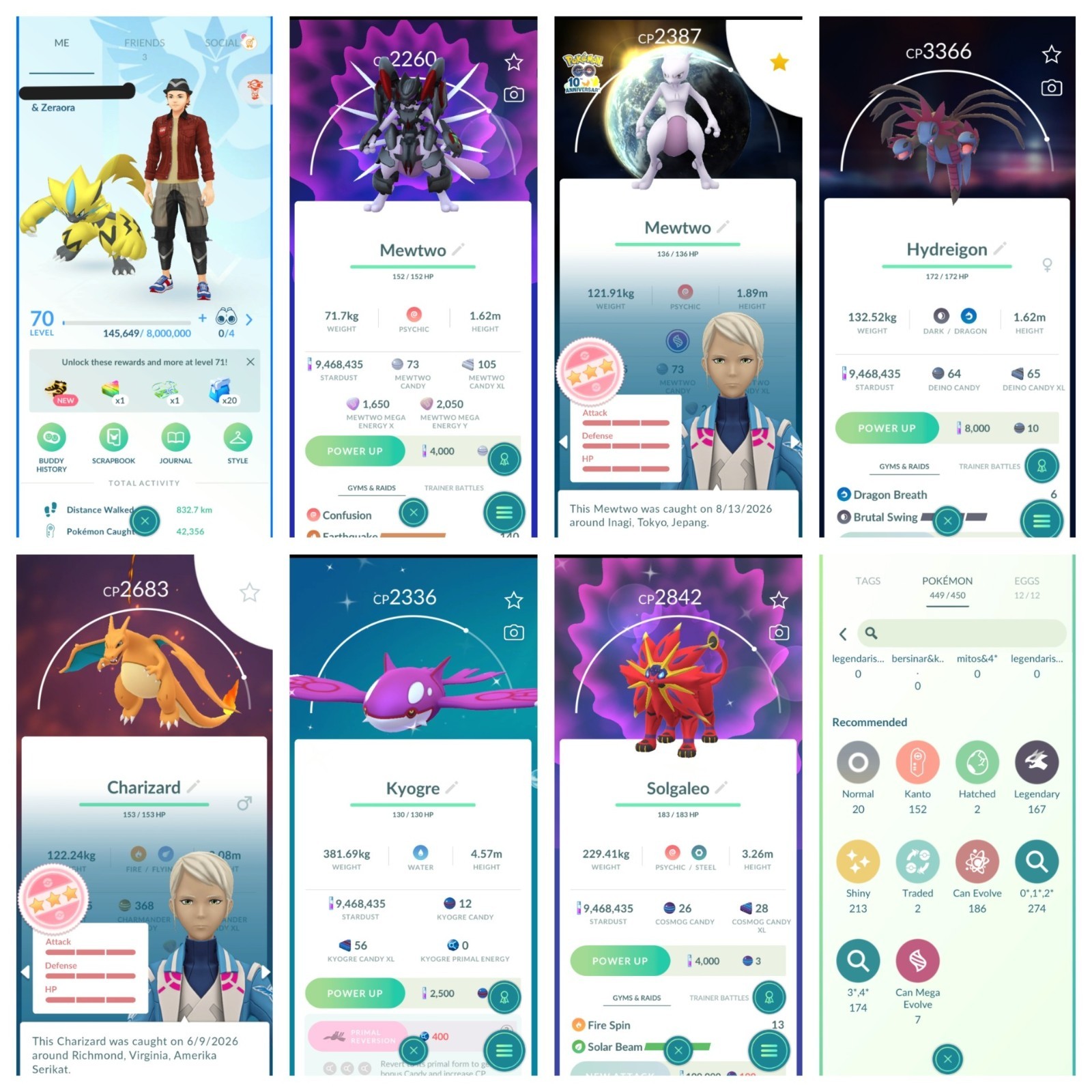 Pokémon Acc Go - Lvl70- 167Legendary- 213Shiny - 74 4* Pokémon Acc Go - Lvl70- 167Legendary- 213Shiny - 74 4*