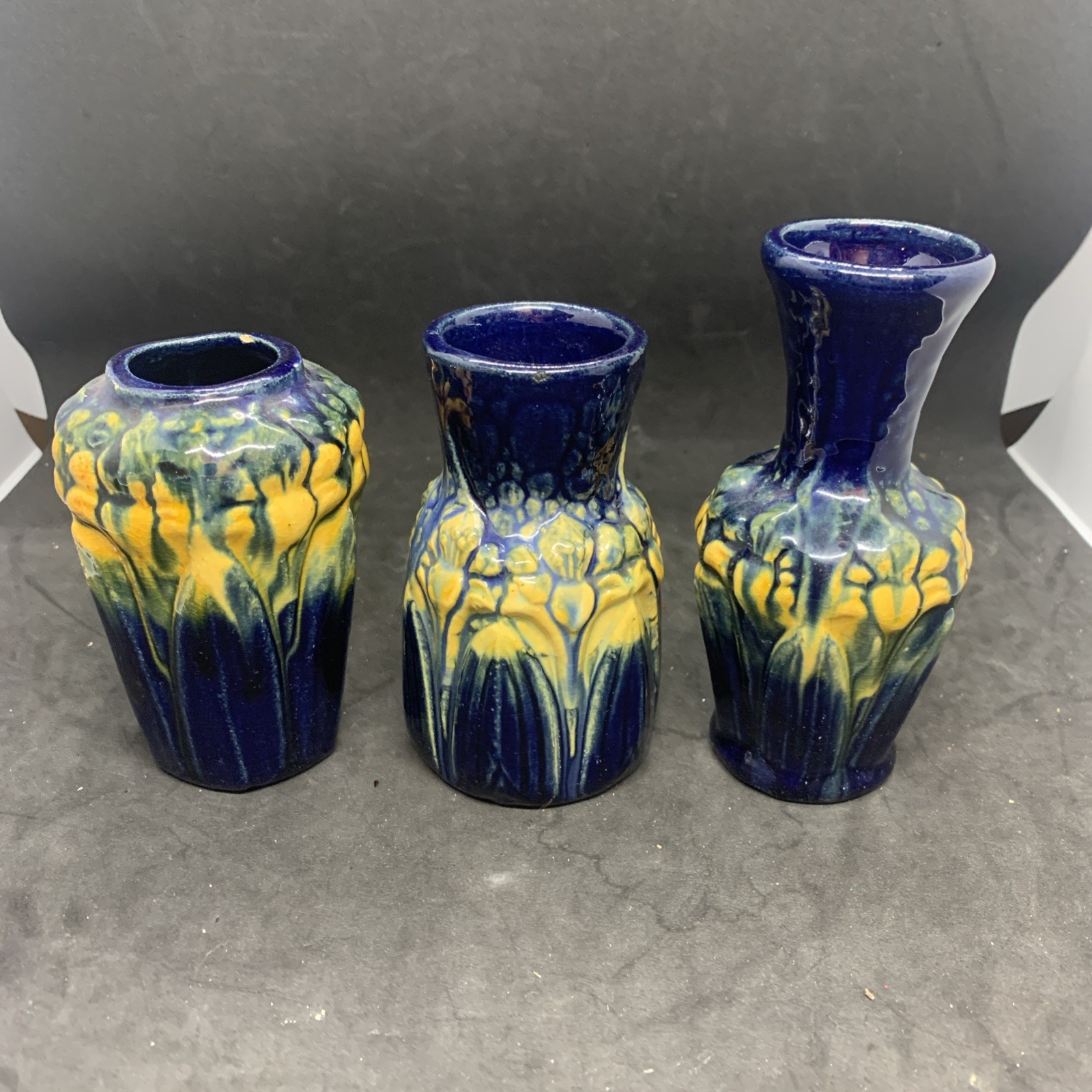 1920s Brush McCoy Pottery Amaryllis Pattern Vases LOT