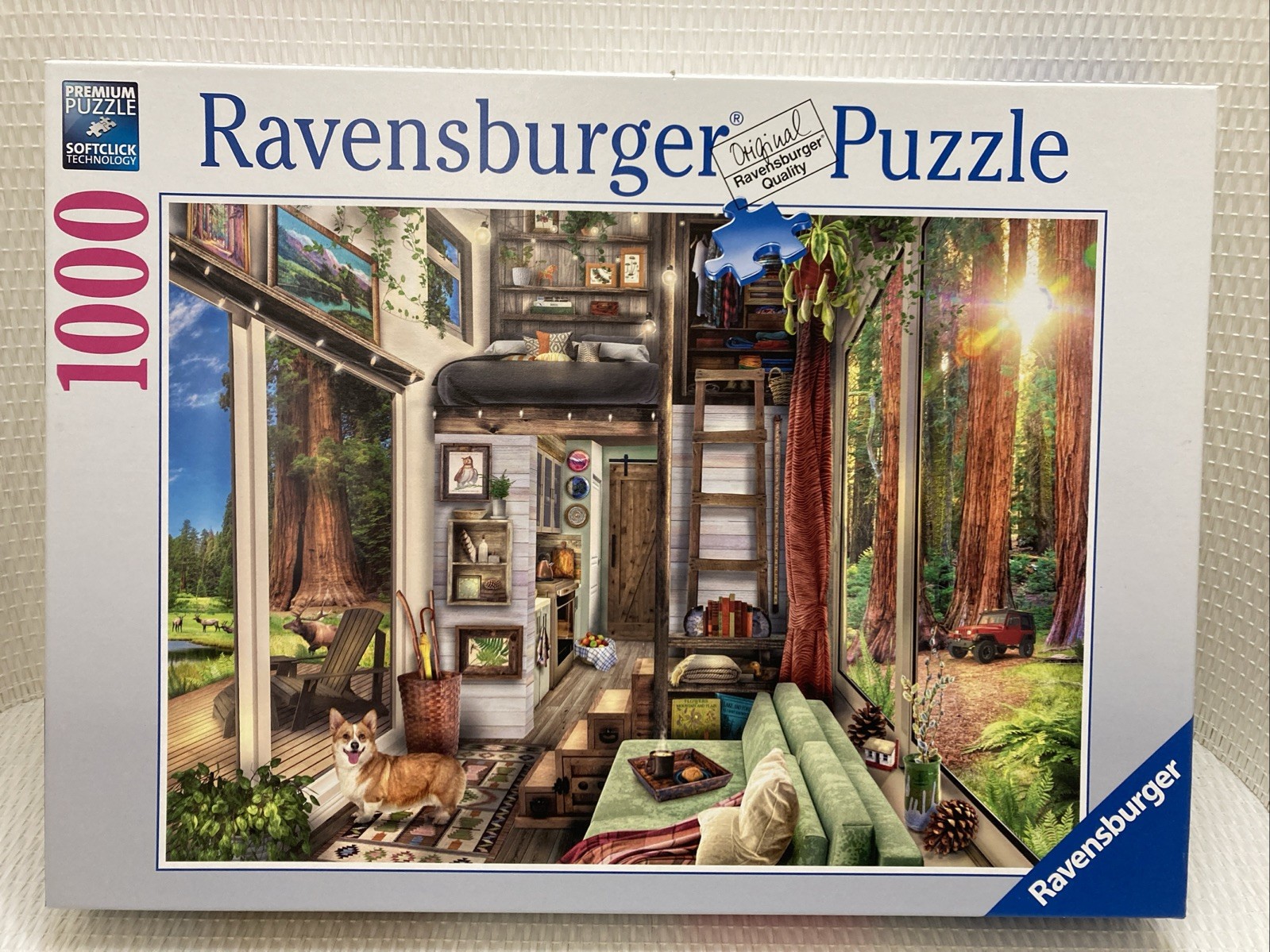 JIG SAW PUZZLE RAVENSBURGER 2023 T INY HOUSE IN REDWOOD FOREST 1000 PIECES 27X20