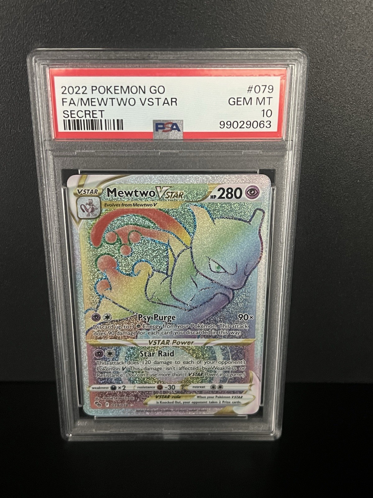 2022 POKEMON GO FA/MEWTWO VSTAR SECRET PS #079 GEM MT 10 2022 POKEMON GO FA/MEWTWO VSTAR SECRET PS #079 GEM MT 10