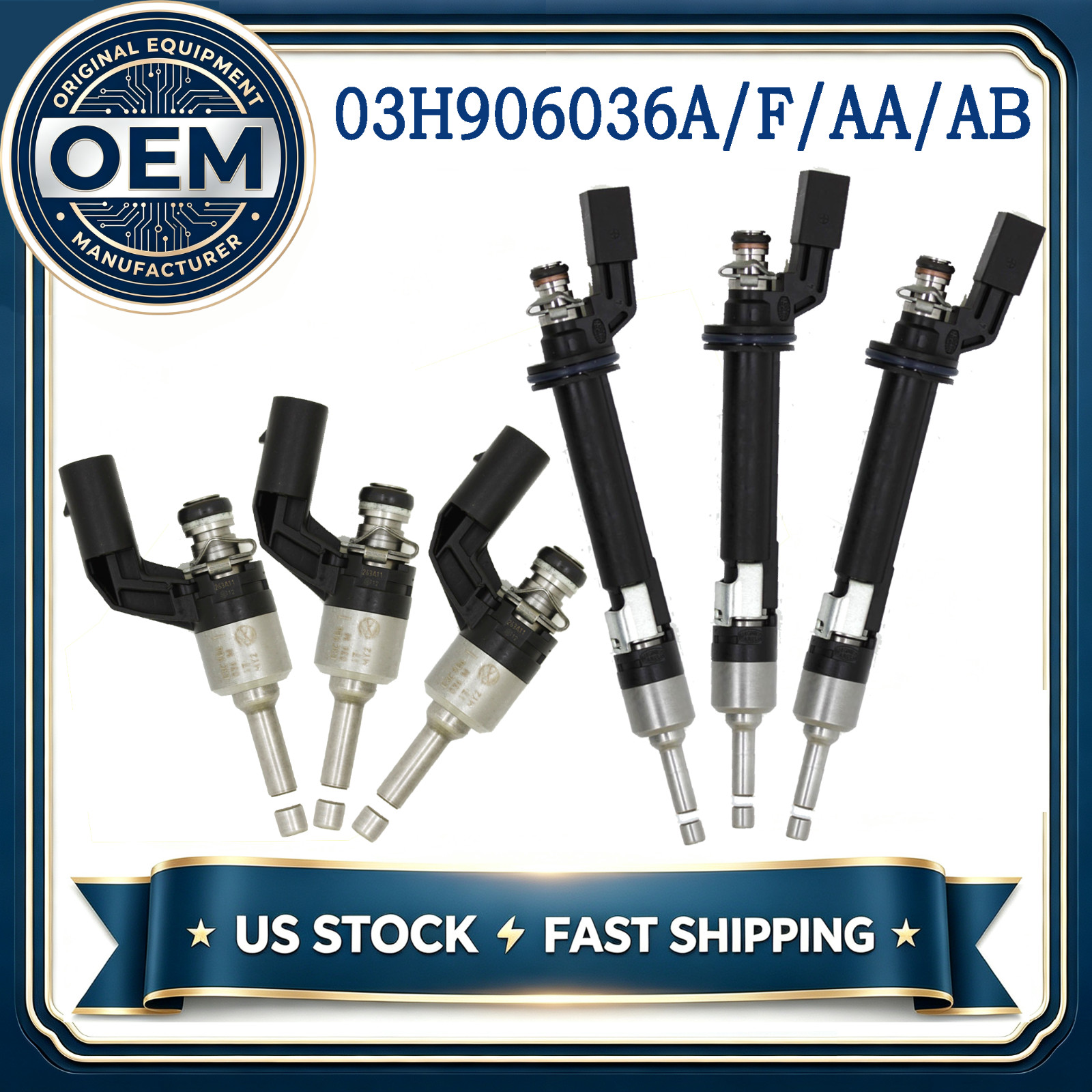 OEM 03H906036A 6PCS Fuel Injectors For Volkswagen CC 3.6L Passat Touareg 3.6L