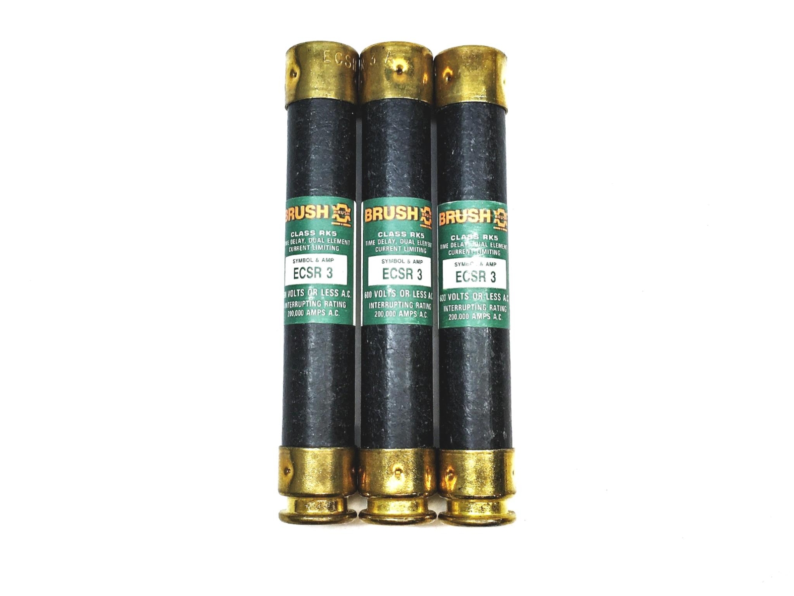 Brush Time Dealy Dual Element Current Limiting Fuse ECSR 3 [Lot of 3] NOS