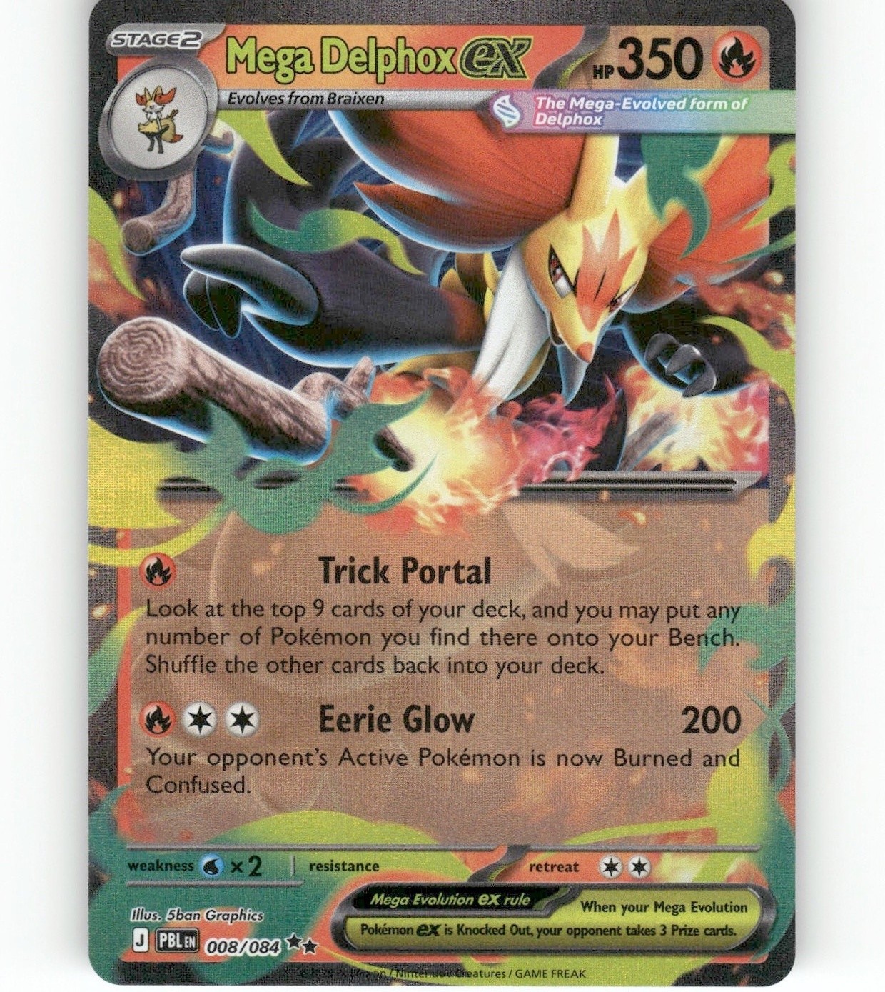 Mega Delphox ex Holo Double Rare ME05: Pitch Black 008/084 NM