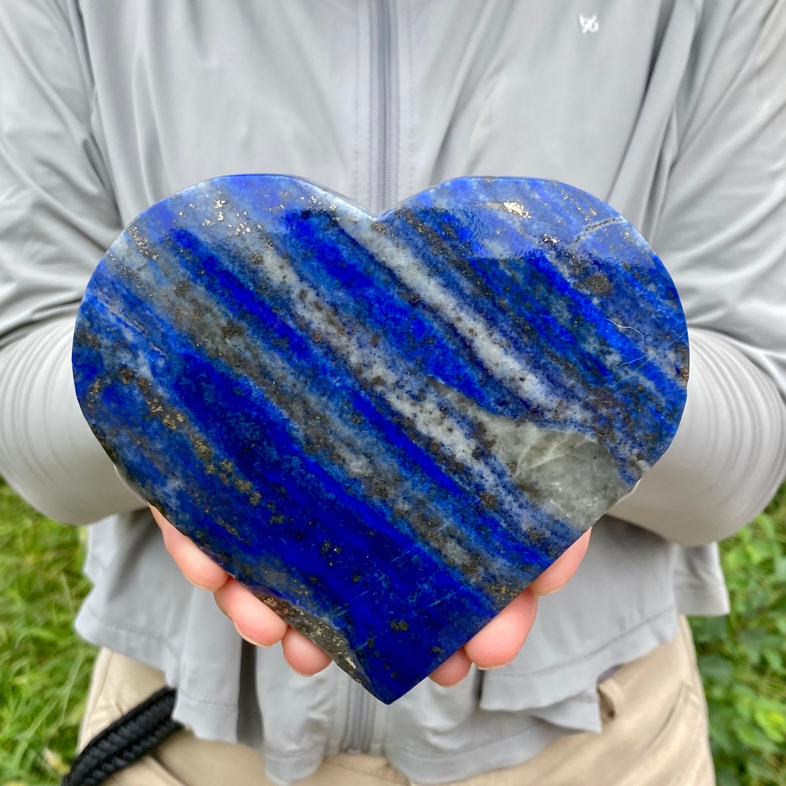 1.42LB Natural Lapis Lazuli Heart Crystal Energy Healing Wealth Attraction Decor