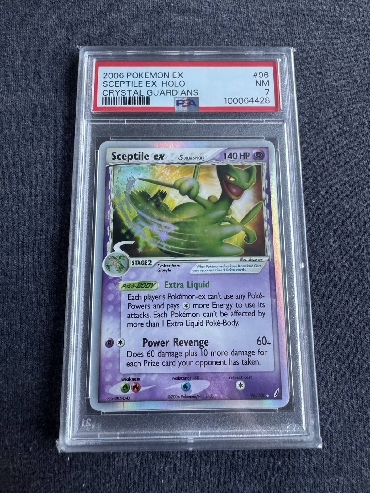 2006 POKEMON EX CRYSTAL GUARDIANS #96 SCEPTILE EX-HOLO PSA 7