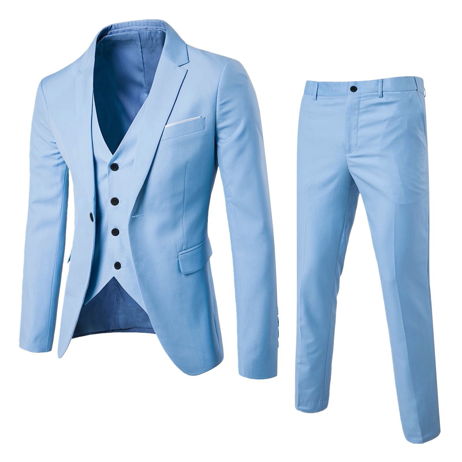 Jacket +Vest +Pants Men Suit Slim 3-Piece Set Blazer Business Wedding Party Suit