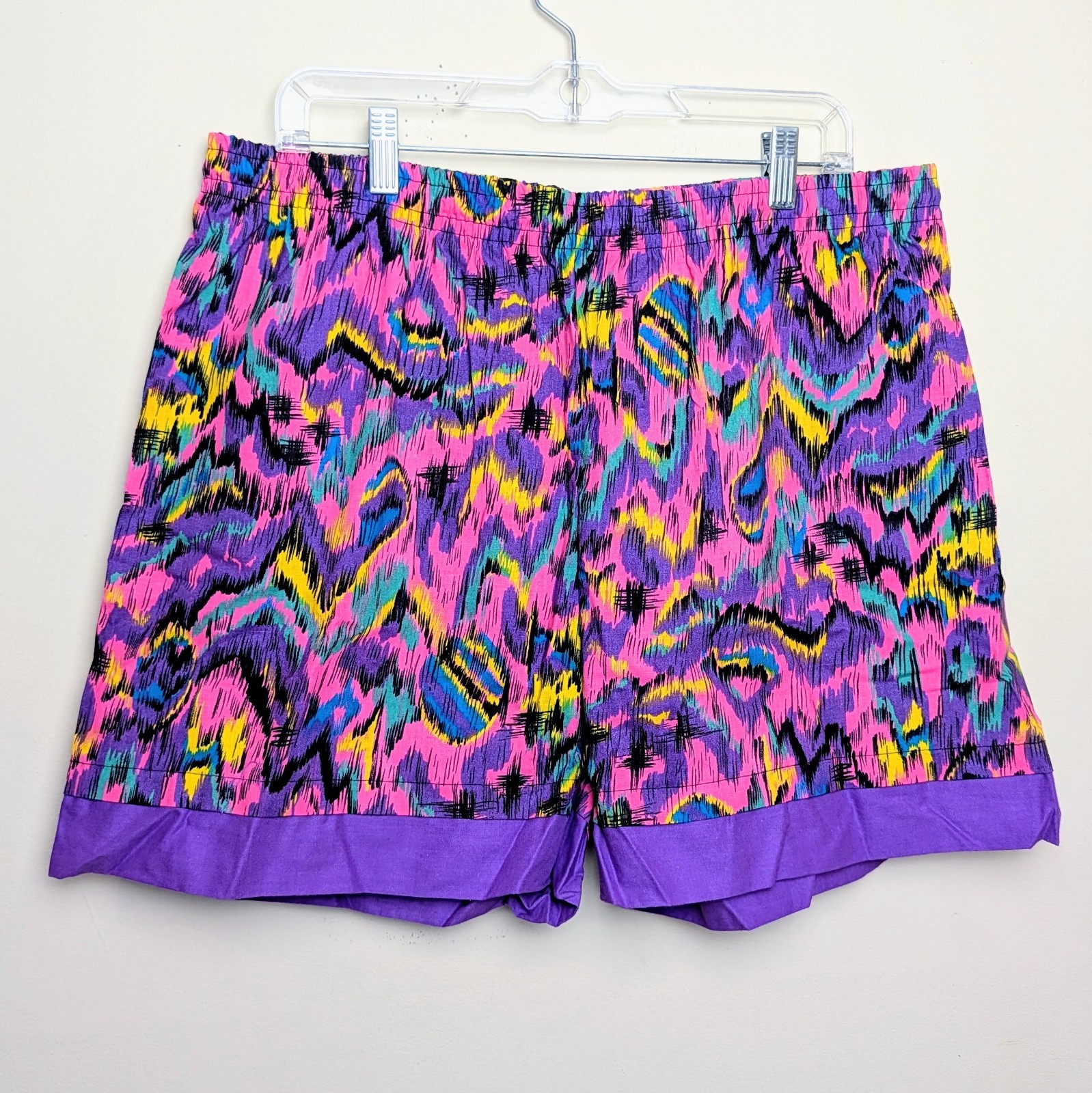 Vintage Pacific Bay Surf Muscle Shorts Crazy 90s Neon Geometric Weightlifting