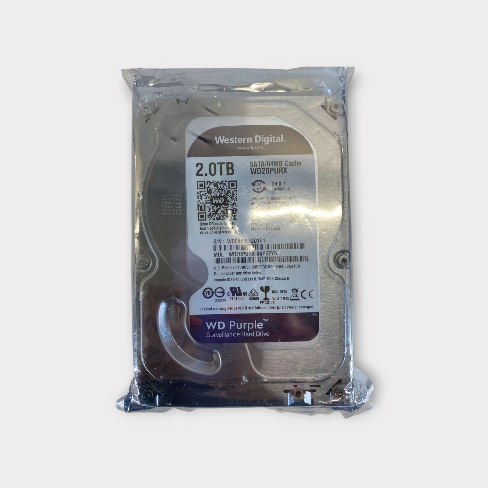 Western Digital 2.0TB WD Purple Surveillance Hard Drive - New Out Of Box