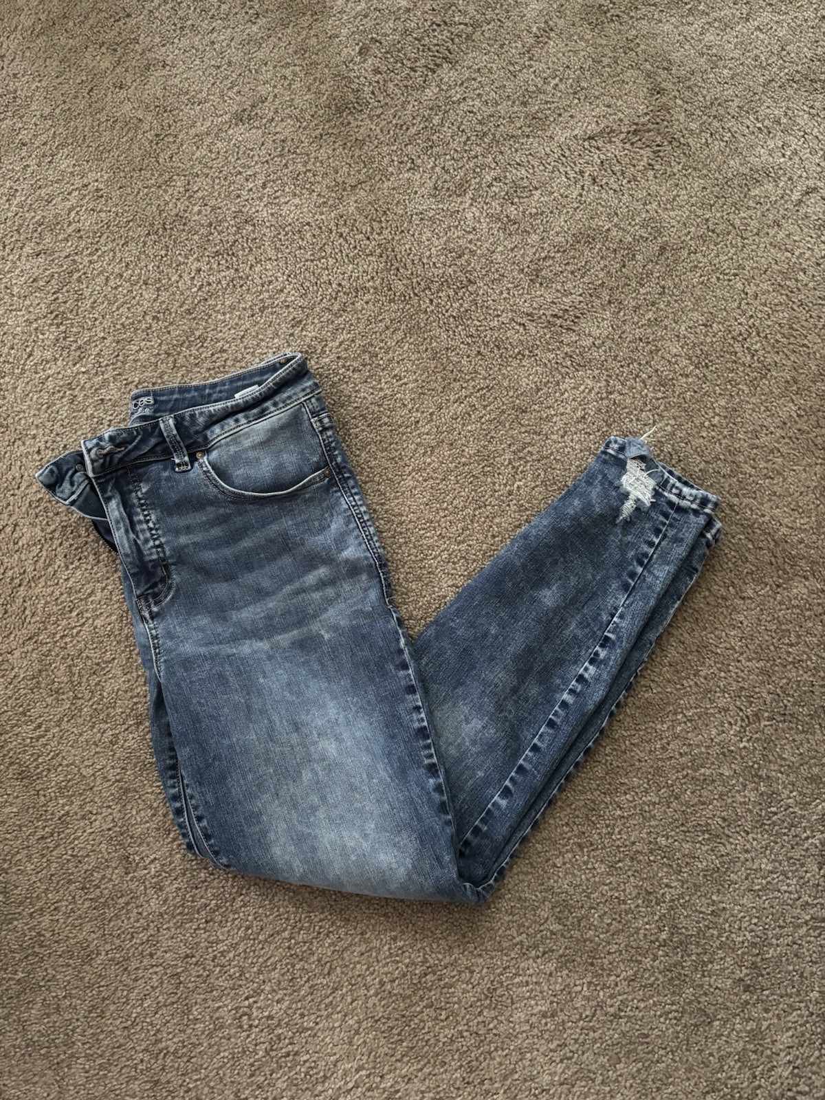 Maurices Womens Skinny High Rise Medium Wash Blue Distressed Stretch Jeans