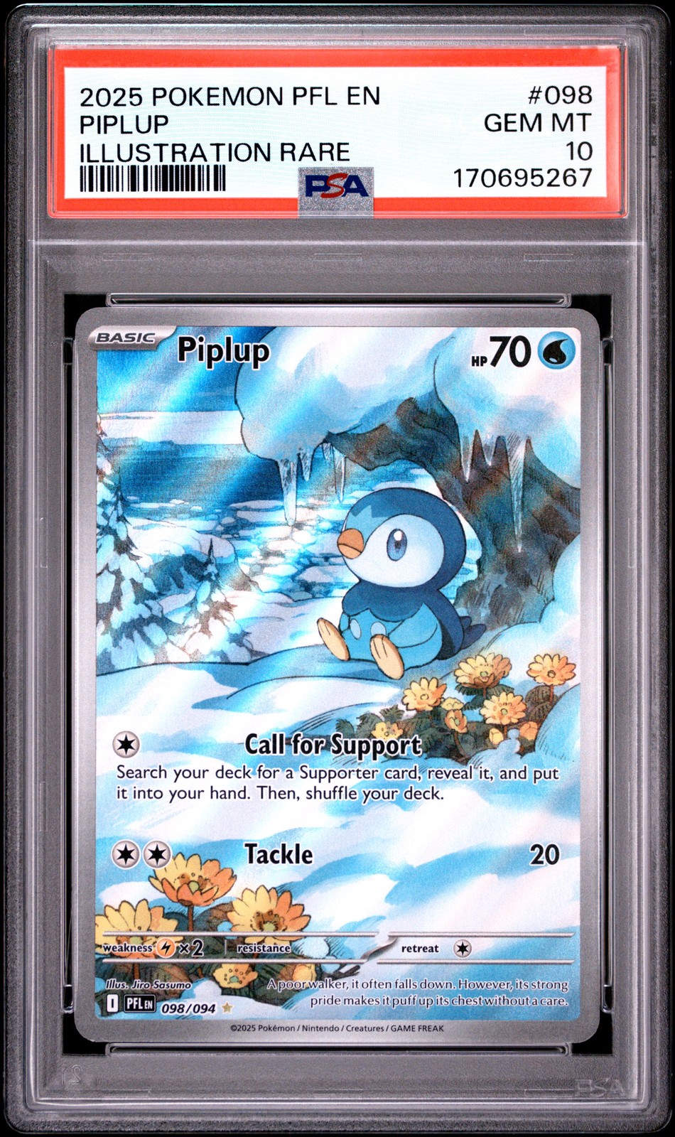 Piplup 098/094 Illustration Rare Pfl En-Phantasmal Flames Pokemon PSA 10 2025