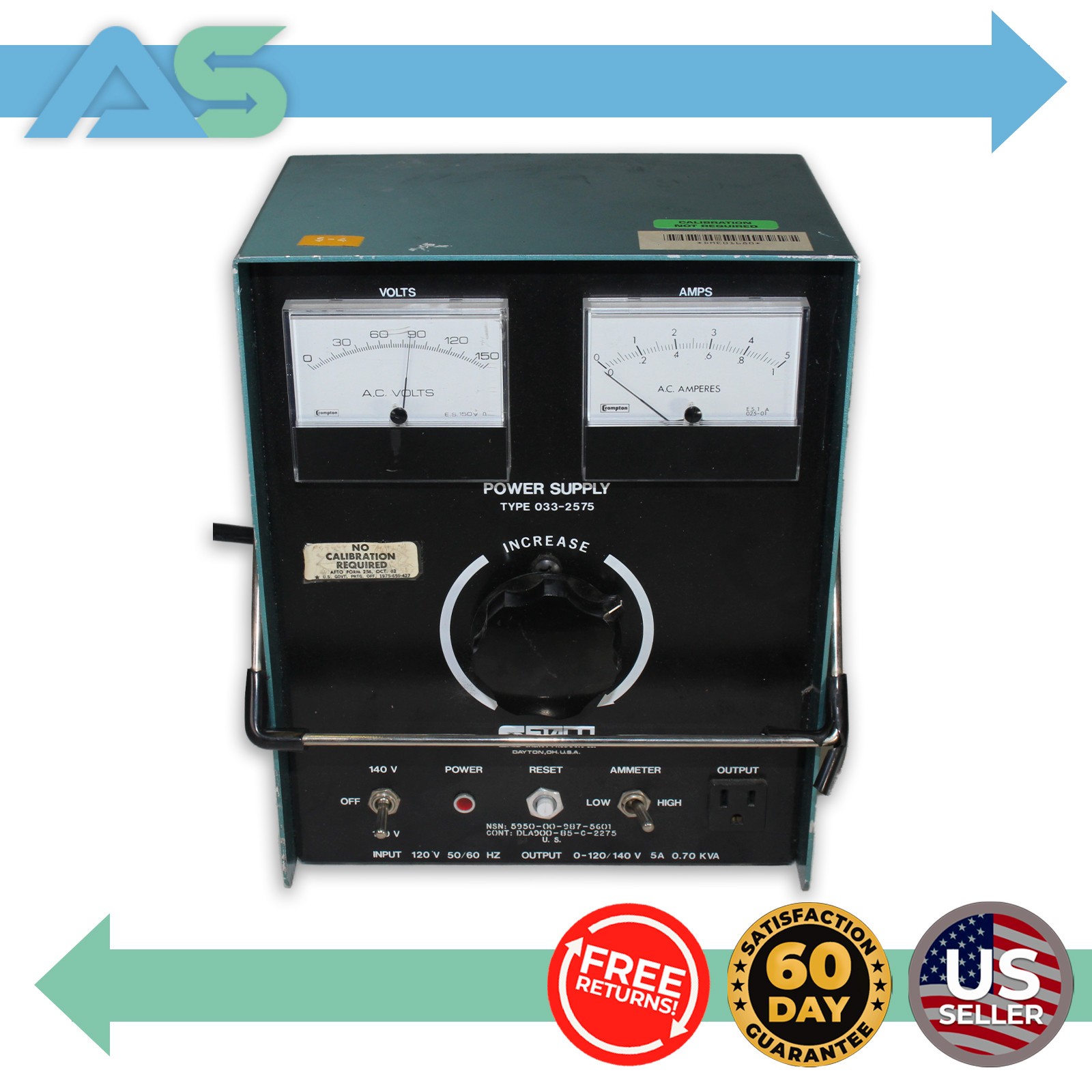 Staco Energy 033-2575 Metered Benchtop Variac Variable Transformer Power Supply