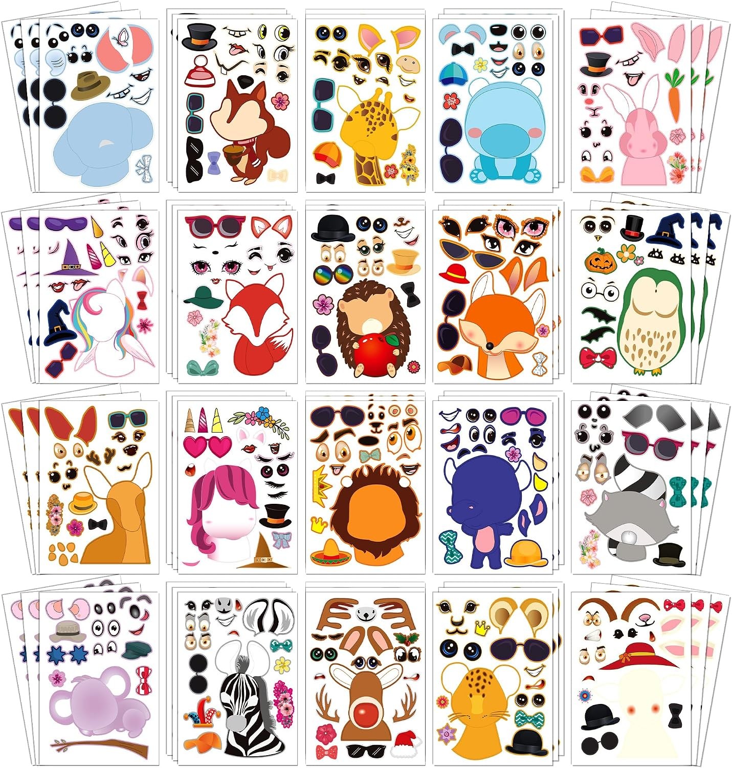 Sinceroduct Make Your Own Stickers Make-a-Face Stickers for Kids (60 Pack)