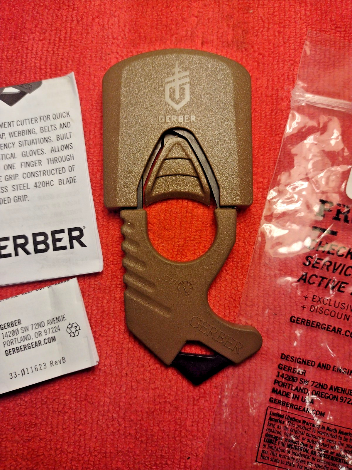 Gerber Gen 2 Emergency Strap Cutter Tactical Rescue Tool US MILITARY Coyote NIP