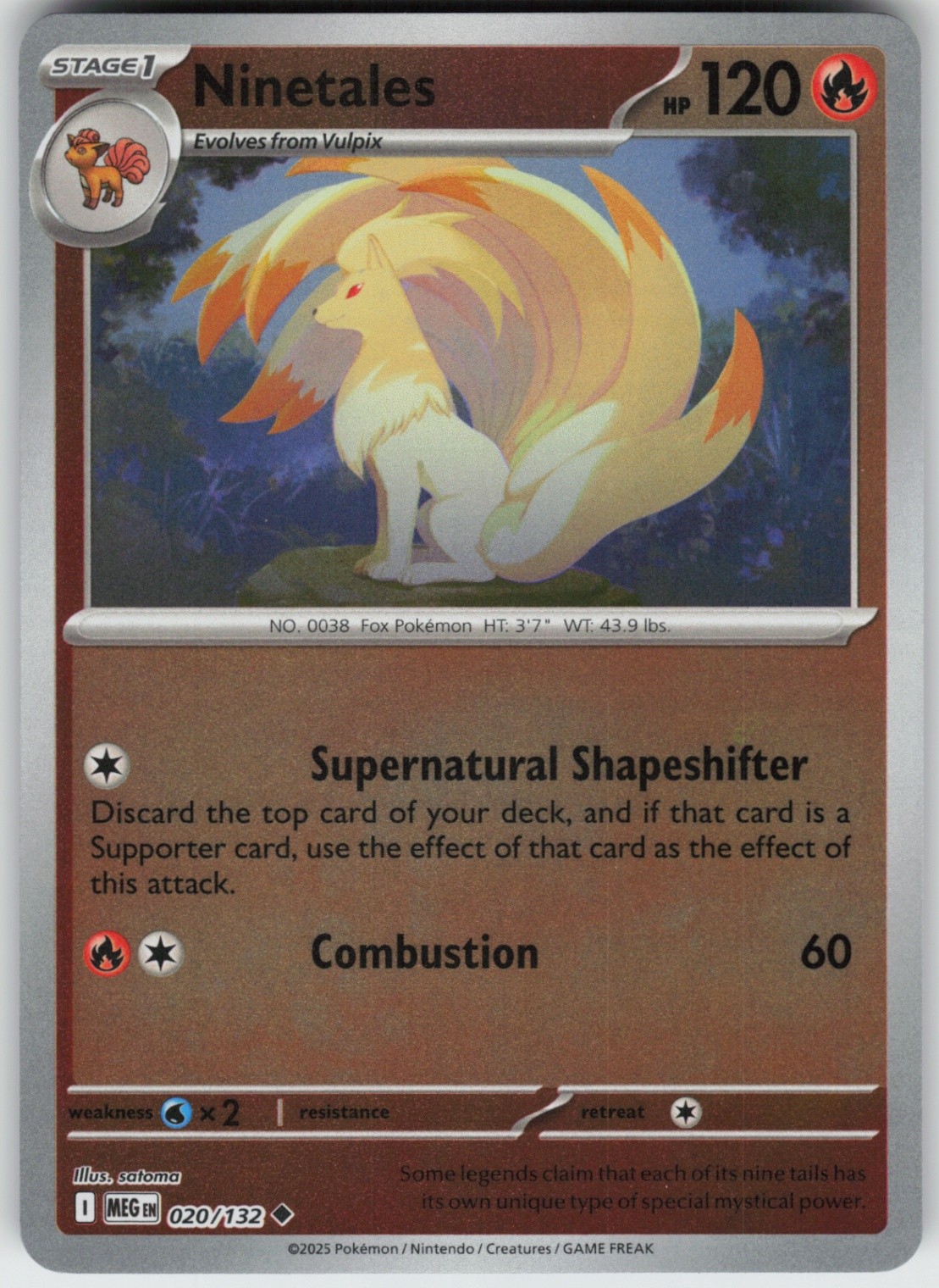 PO-01 Reverse Holo Ninetales 020/132 Uncommon ME01: Mega Evolution PO-01 Reverse Holo Ninetales 020/132 Uncommon ME01: Mega Evolution