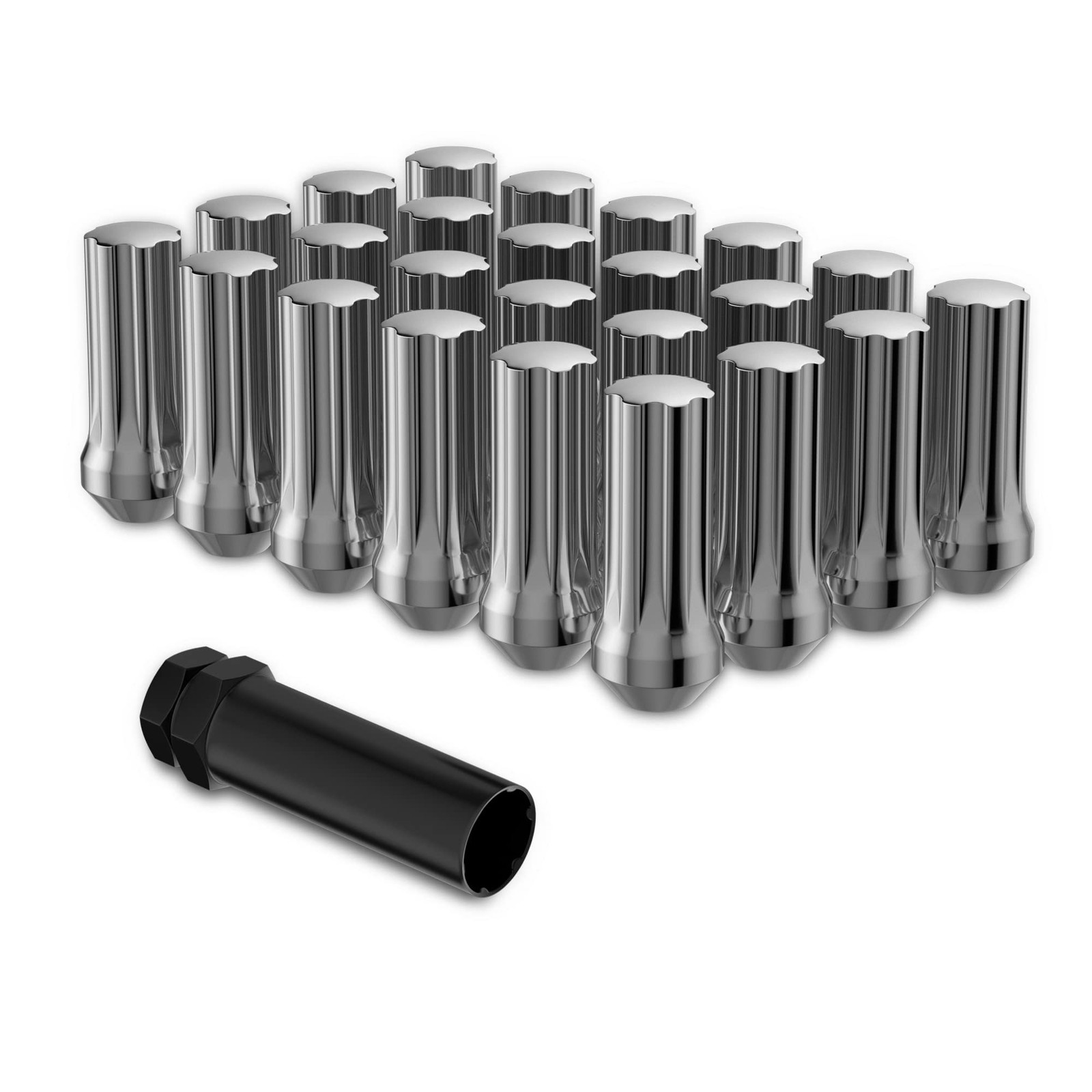 M14x1.5 Lug Nuts for Silverado 24 PCS - Long Extended, 24PCS Silver M14x1.5 Lug Nuts for Silverado 24 PCS - Long Extended, 24PCS Silver