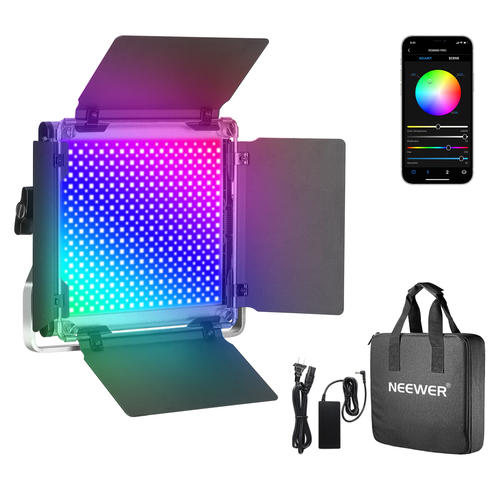 NEEWER RGB660 PRO IID RGB LED Light - 50W, CRI97+, APP Control