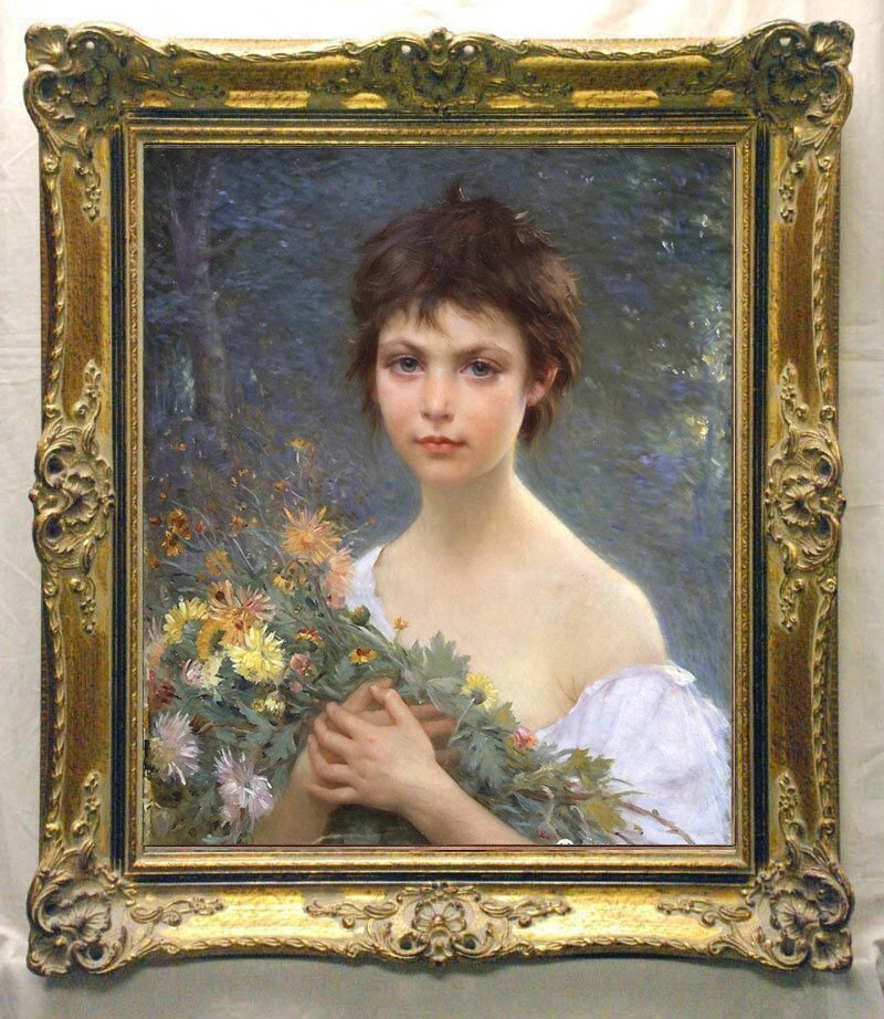 handmade Antique Oil Painting art Portrait female small girl on canvas 20\