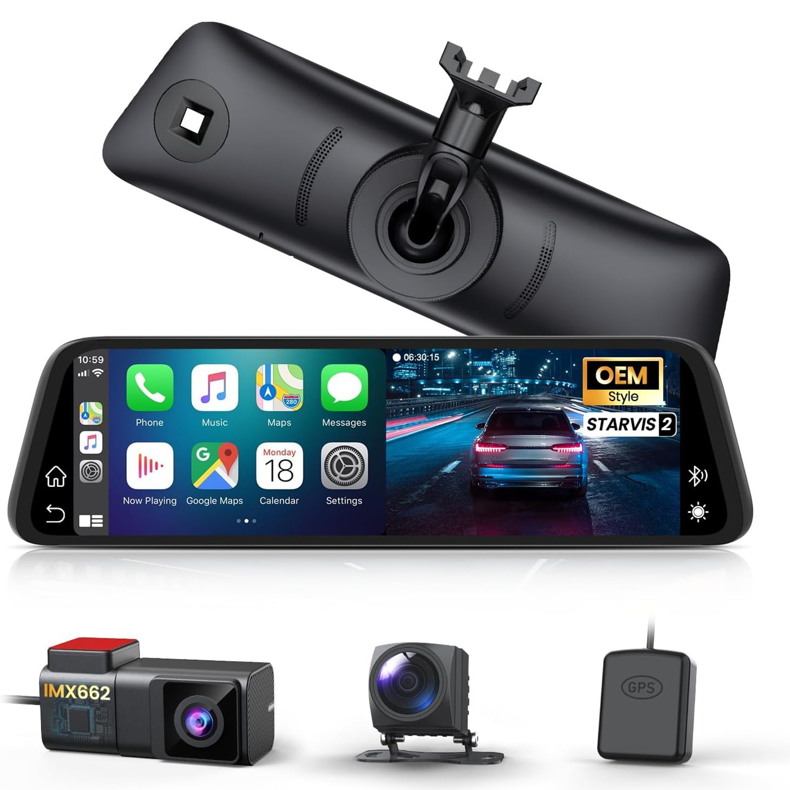 AUTO-VOX T11 OEM Mirror Dash Cam w/CarPlay & Android 2K Front & Rear View Camera AUTO-VOX T11 OEM Mirror Dash Cam w/CarPlay & Android 2K Front & Rear View Camera