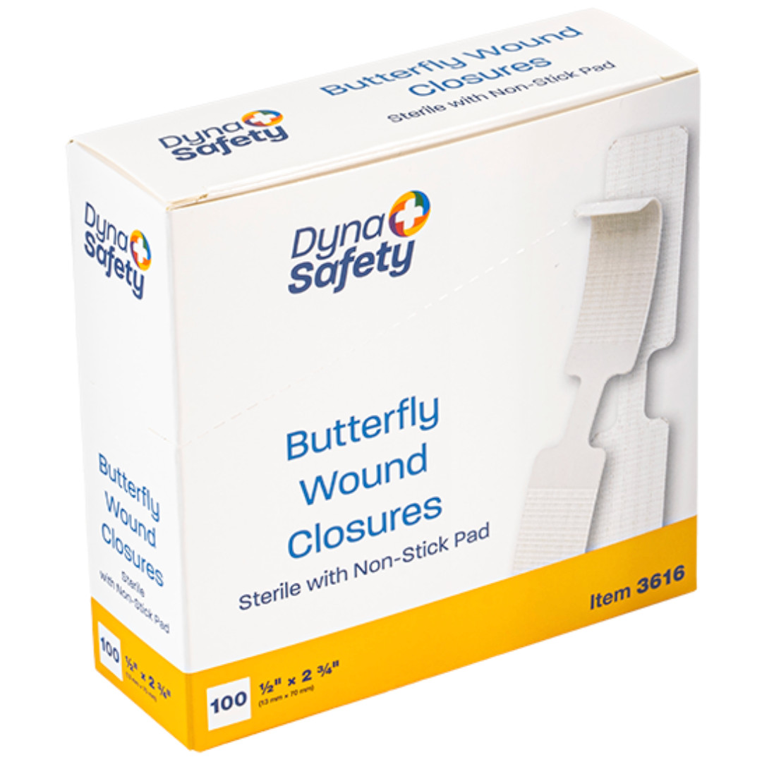 Dynarex Butterfly Wound Closure Sterile Adhesive Bandages, ½
