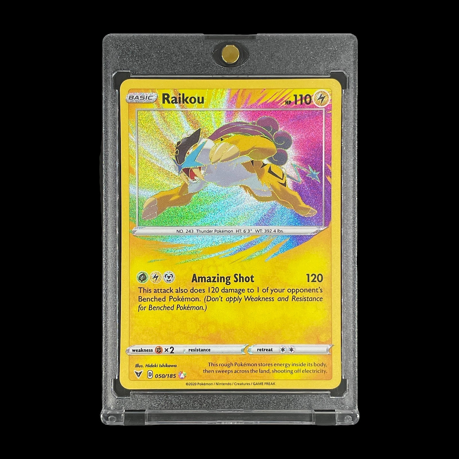RAIKOU AMAZING RARE YELLOW RAINBOW GLITTER FOIL CARD 2020 Vivid Voltage Pokemon