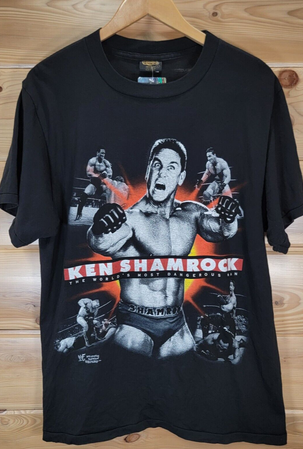 Vintage WWF Ken Shamrock 1998 Rap Tee Style T-Shirt Men Large Double Sided Vintage WWF Ken Shamrock 1998 Rap Tee Style T-Shirt Men Large Double Sided