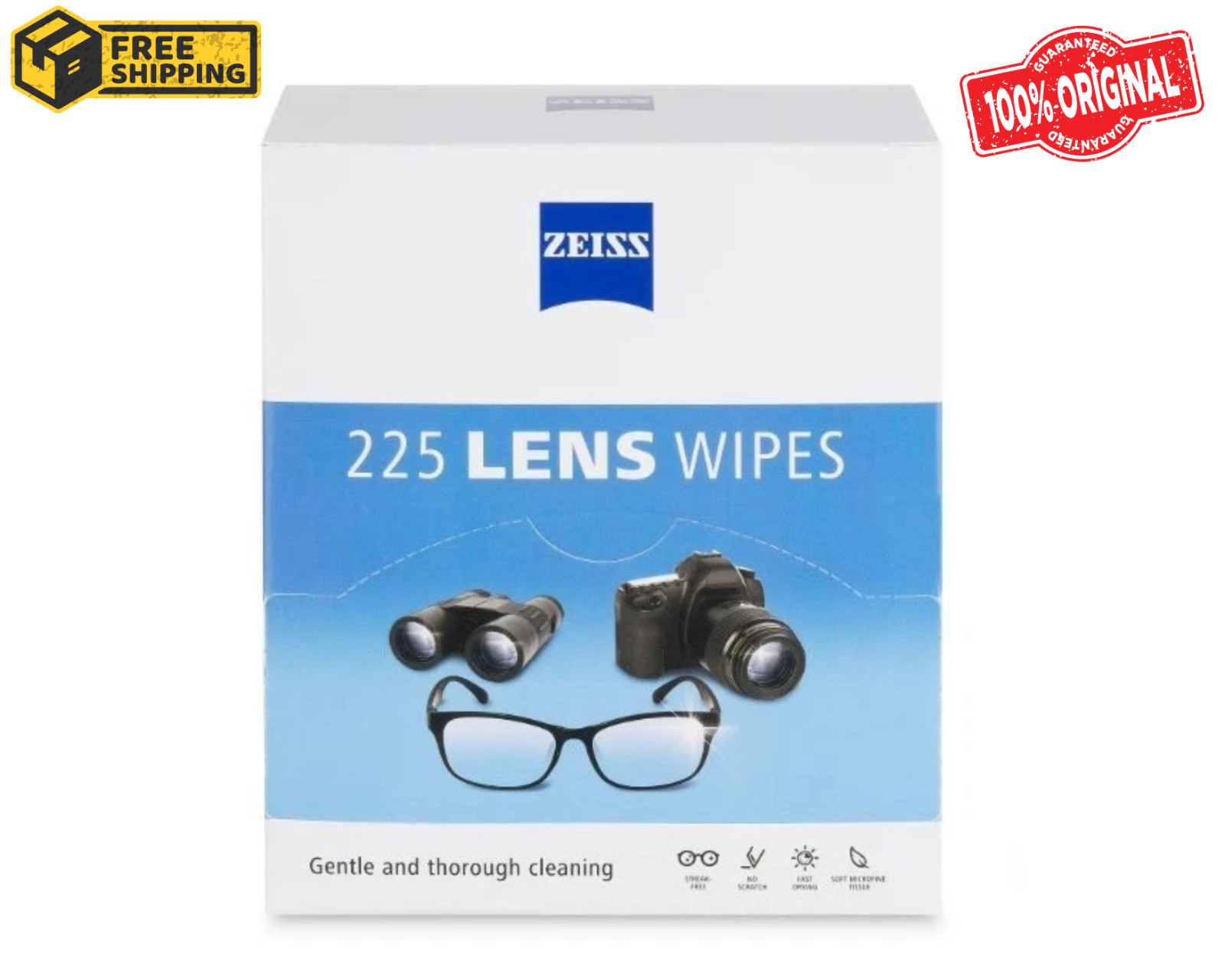 ZEISS Lens Wipes, Pre-Moistened Eye Glass Cleaner Wipes, 225 Count ZEISS Lens Wipes, Pre-Moistened Eye Glass Cleaner Wipes, 225 Count