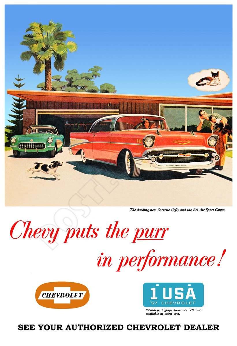 1957 Chevy Bel Air Advertising Poster - Beautiful Vintage-Style Art