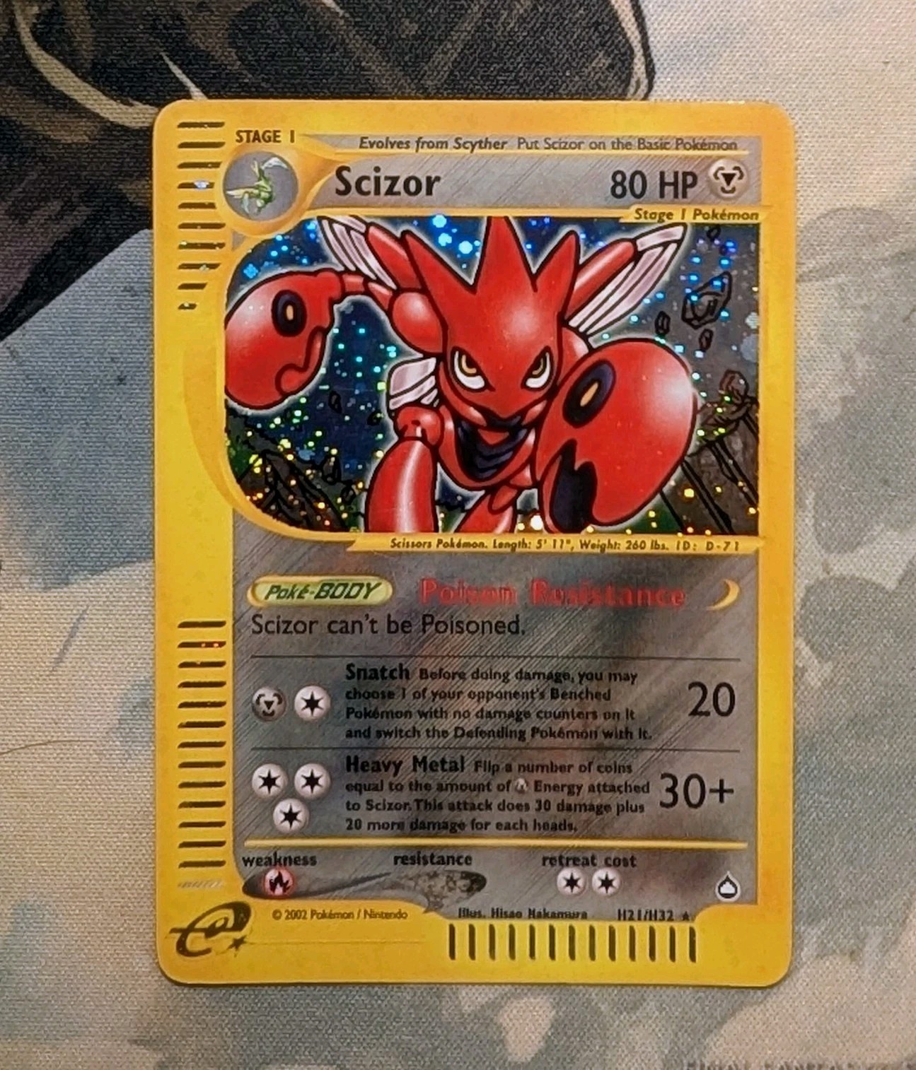 Scizor H21/H32 Aquapolis Holo Ultra Rare Pokemon TCG Nintendo e-reader HP