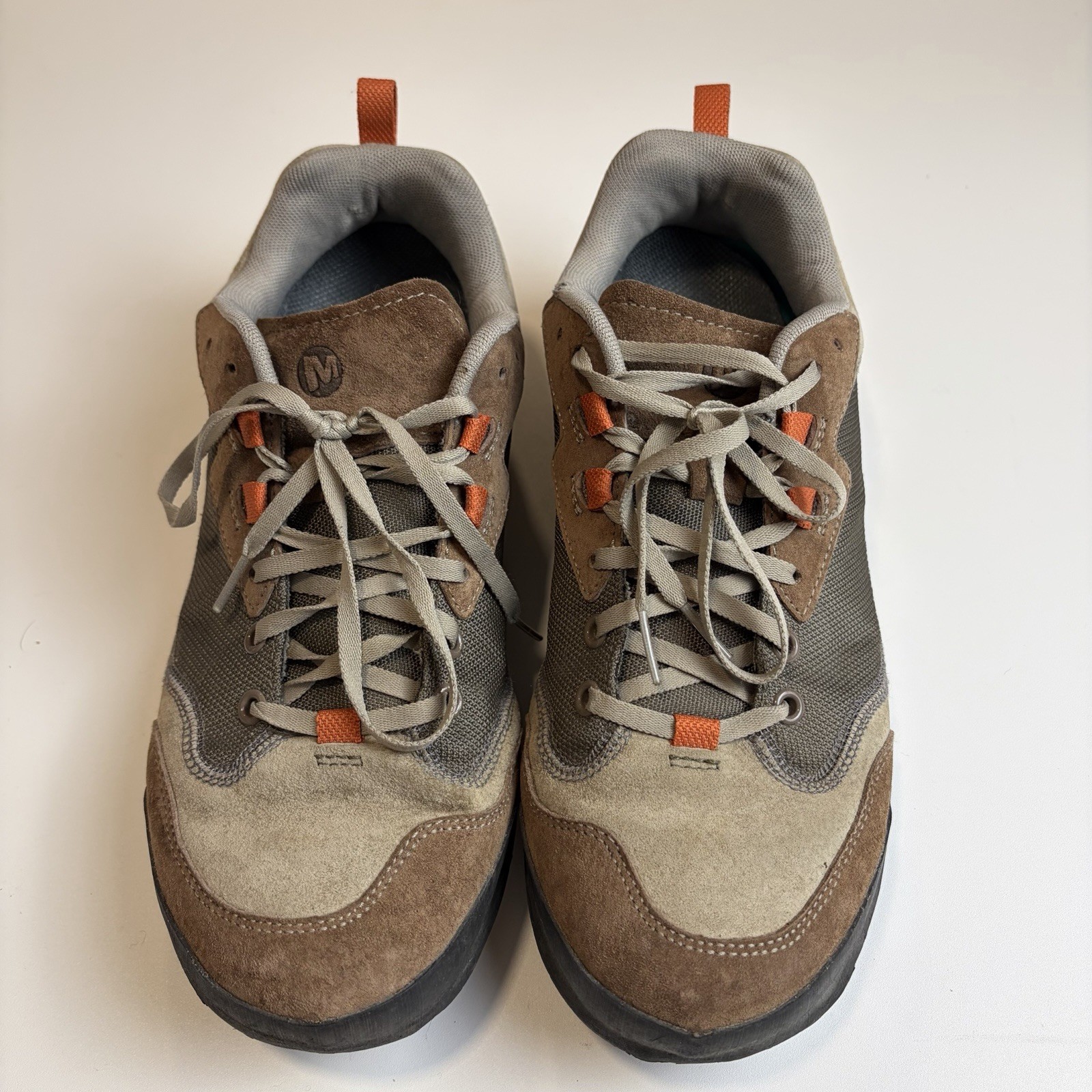 Merrell Burnt Rock Travel Suede Hiking Shoes Mens Size 10.5 Brown Trail Sneakers