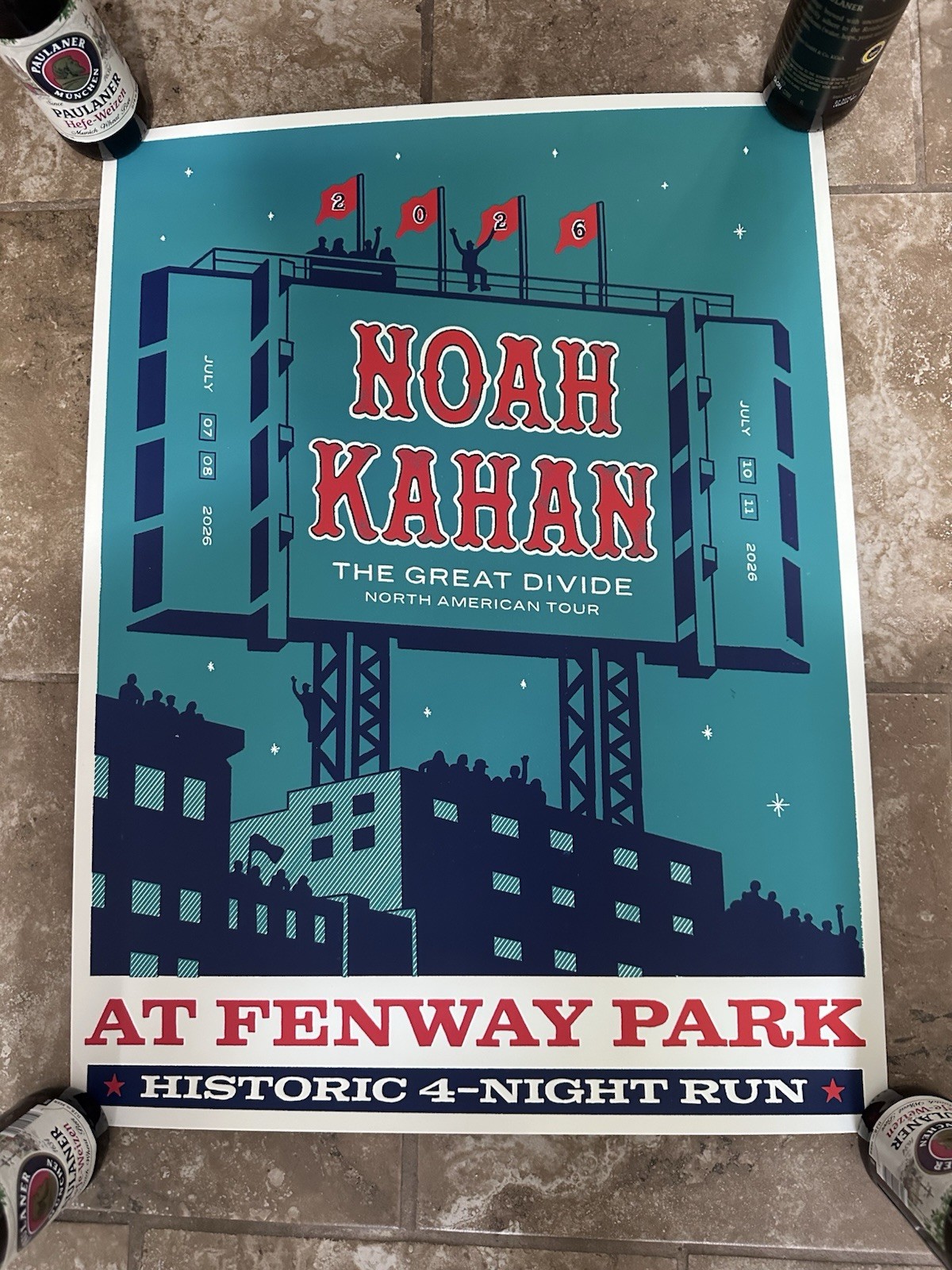 Official Noah Kahan Fenway Park 2026 Poster Historic 4 Night Run NEW Official Noah Kahan Fenway Park 2026 Poster Historic 4 Night Run NEW