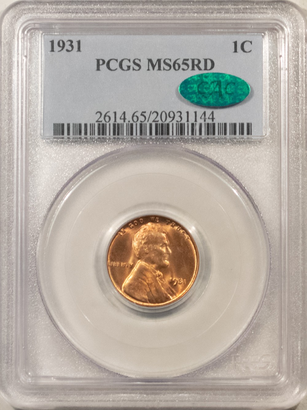 1931 LINCOLN CENT, PCGS MS-65 RD, CAC; A PQ HEADLIGHT W/ SCREAMING LUSTER