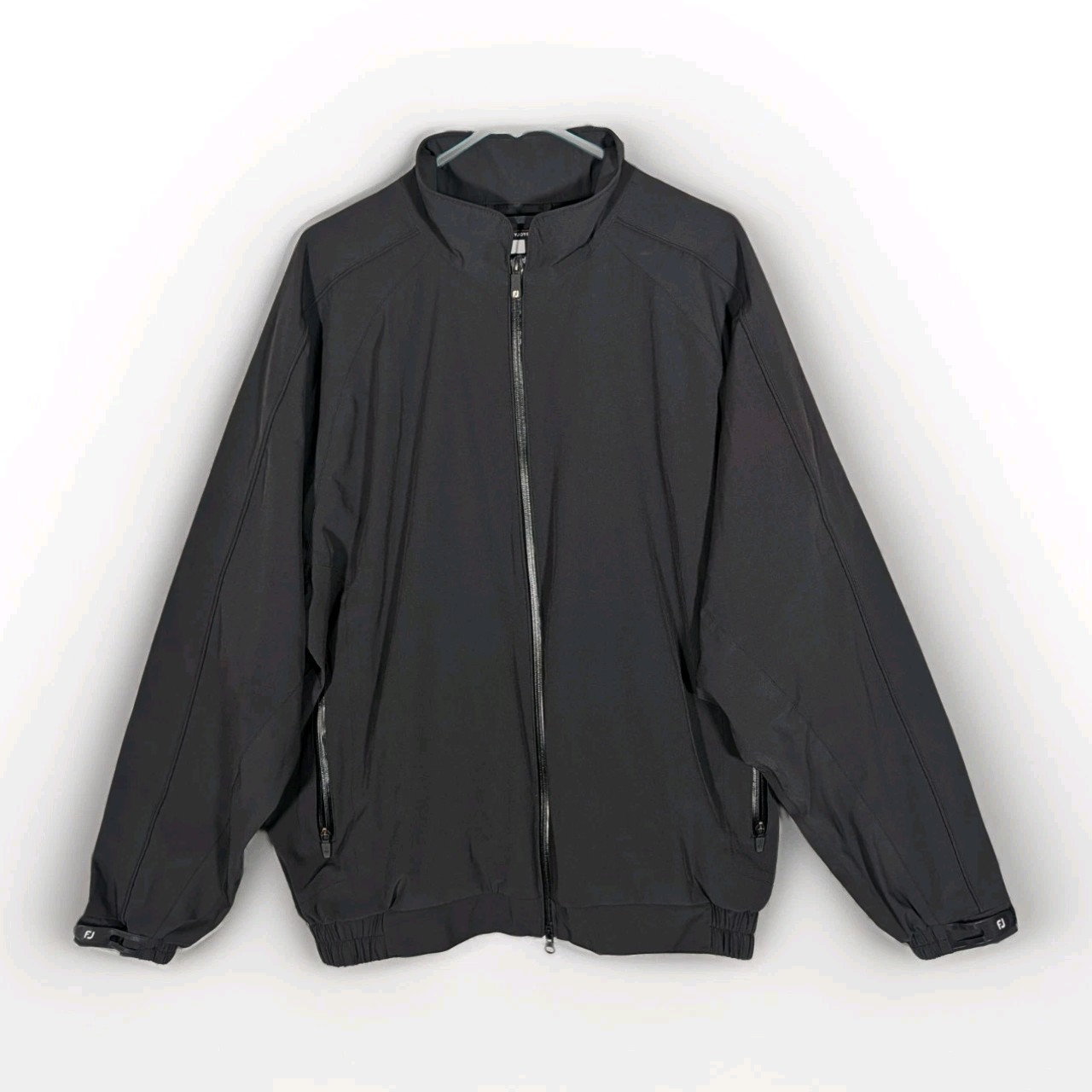 FootJoy Jacket Men\'s Large DryJoys Tour Collection Black Full Zip Lined Golf EUC